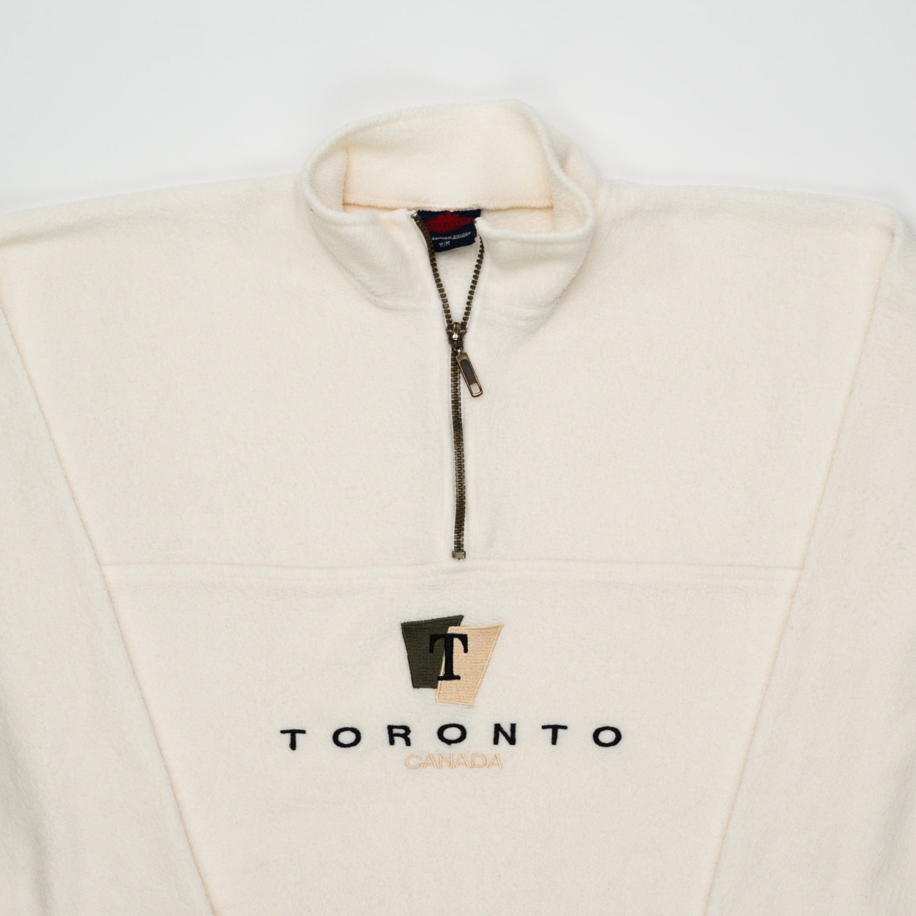 Vintage 90s Cream Toronto 1/4 Zip Fleece (L) | Rebalance Vintage.