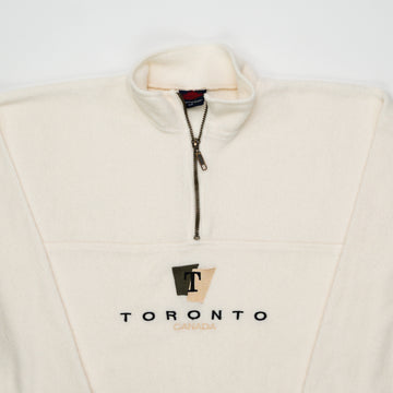 Vintage 90s Cream Toronto 1/4 Zip Fleece (L) | Rebalance Vintage.