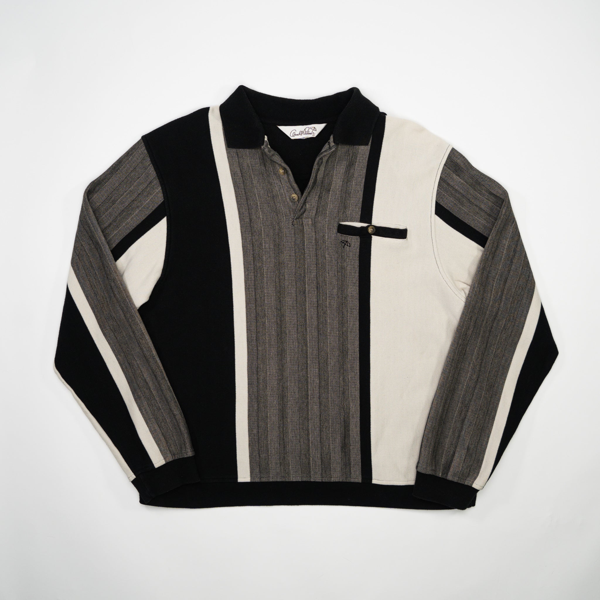 Vintage Black, Grey + Cream Arnold Palmer Collared Sweater (M/L)