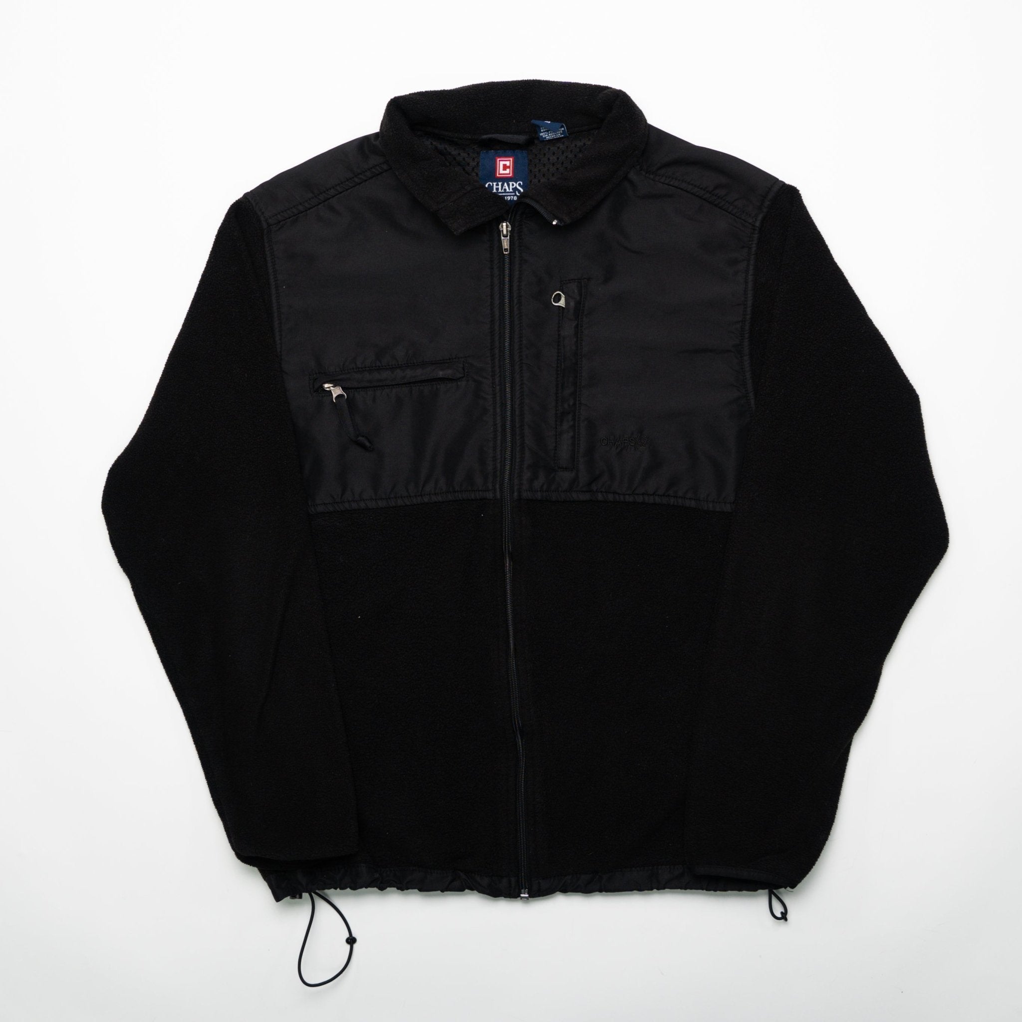 Vintage Black Chaps Fleece Zip Up Sweater (M) | Rebalance Vintage.