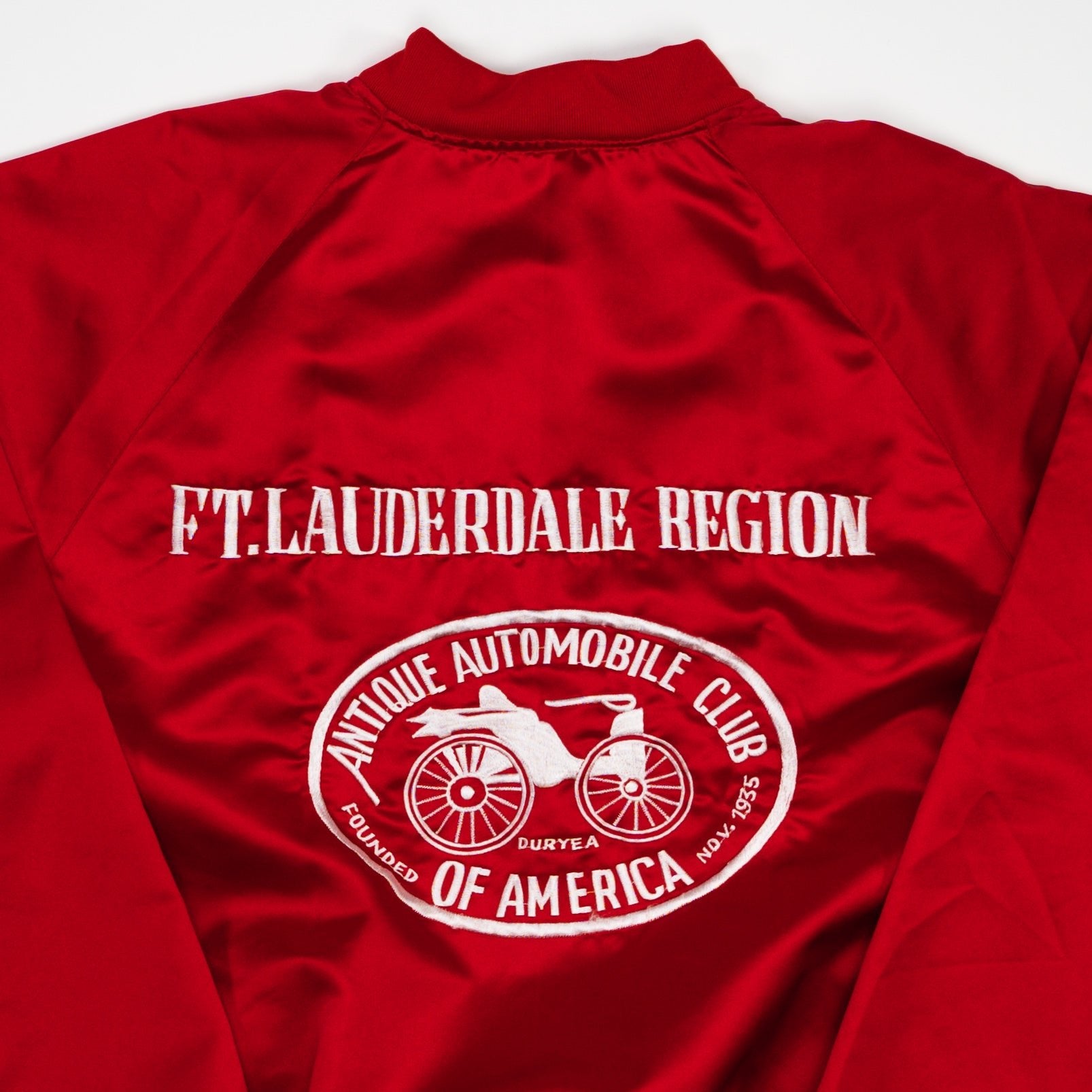 Vintage Red Ford Racing Division Ft Lauderdale Satin Bomber (L)