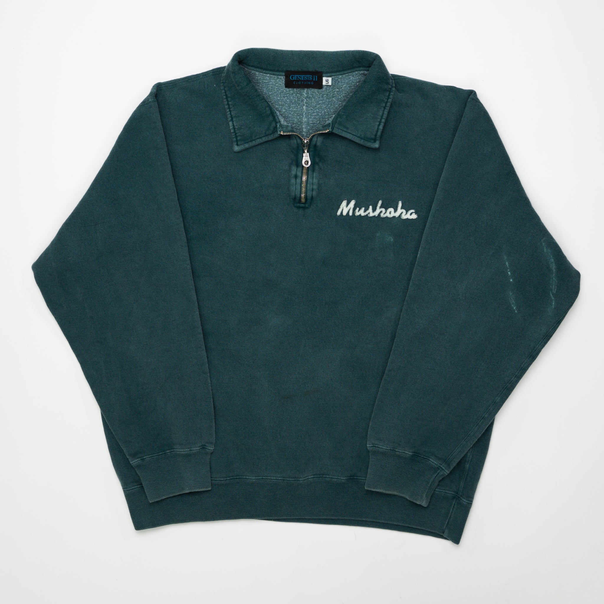 Vintage Washed Green Muskoka 1/4 Zip Sweater (L/XL) | Rebalance Vintage.