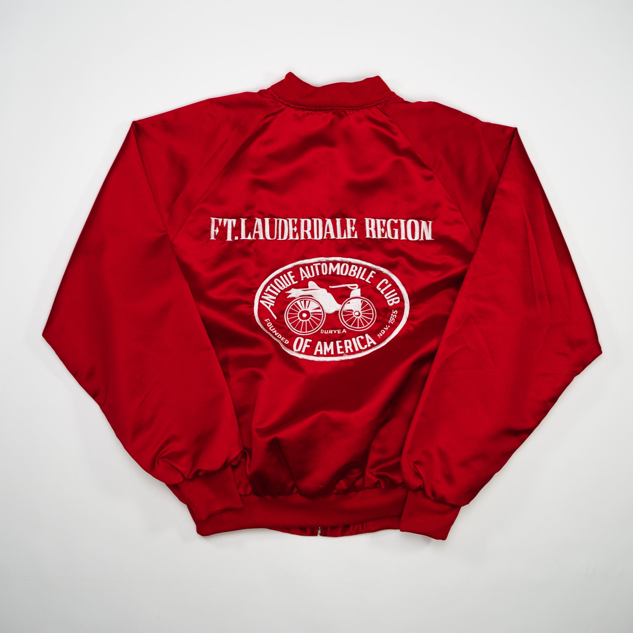 Vintage Red Ford Racing Division Ft Lauderdale Satin Bomber (L)