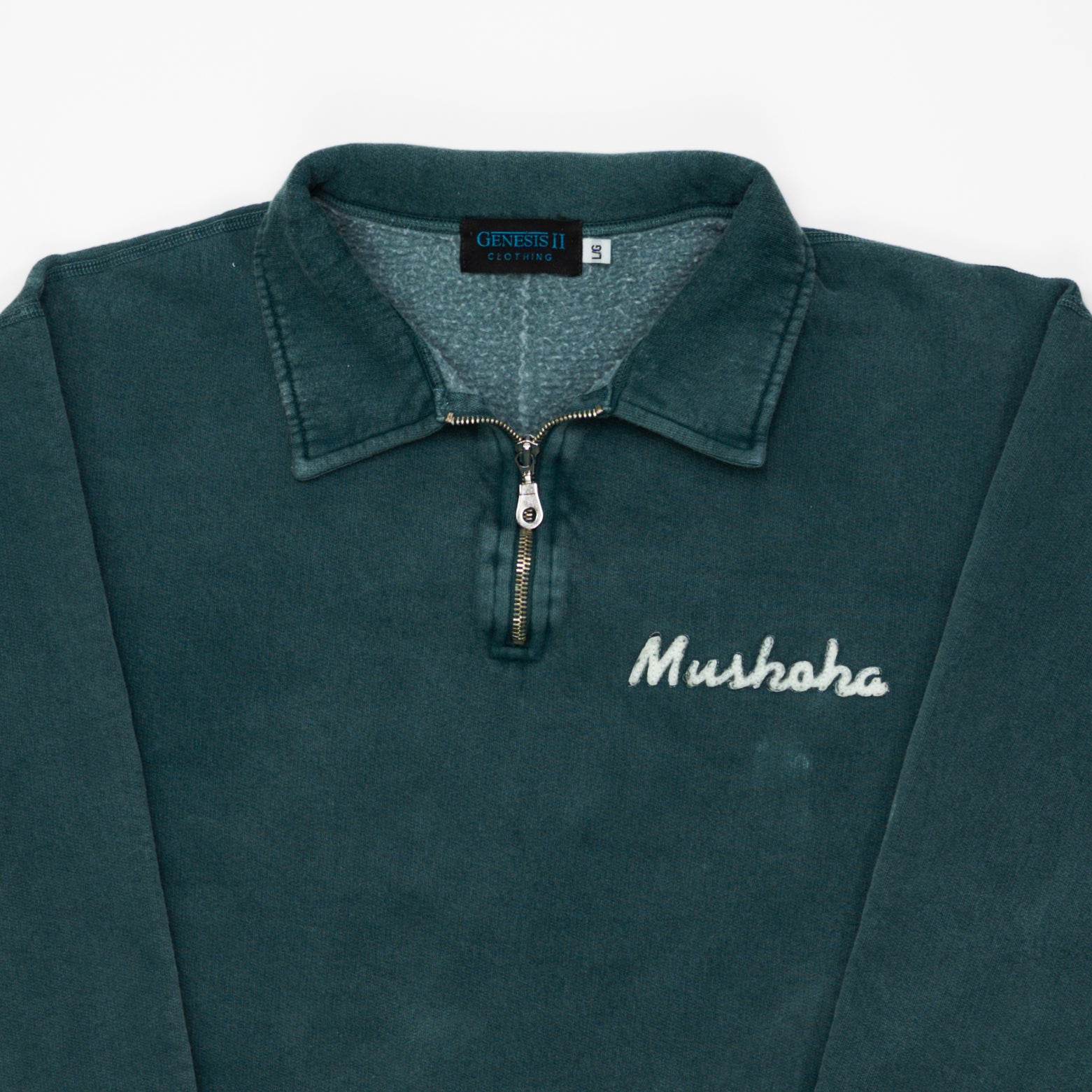 Vintage Washed Green Muskoka 1/4 Zip Sweater (L/XL) | Rebalance Vintage.