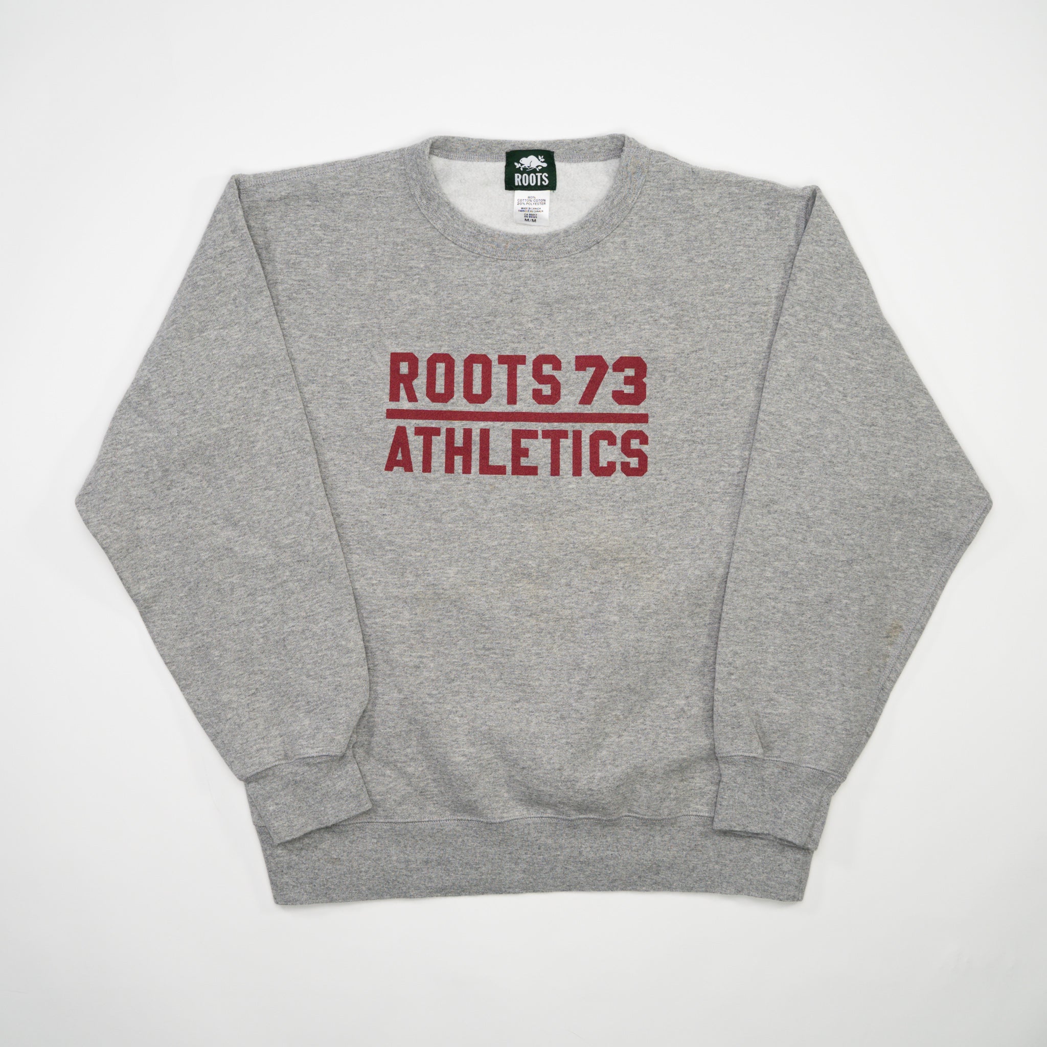 Vintage Grey + Red Roots 73 Athletics Crewneck (L)