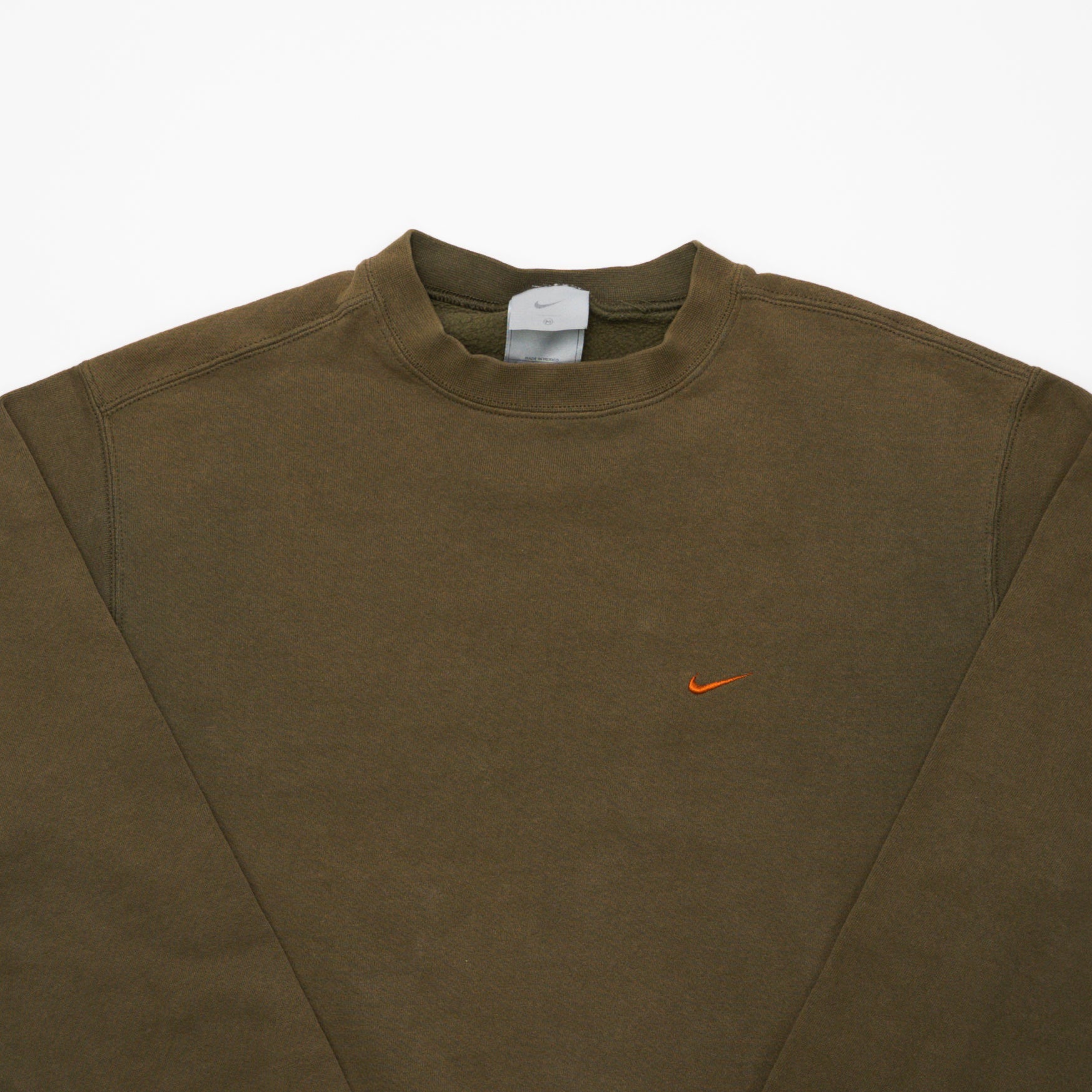 Vintage 00s Khaki Brown + Orange Nike Check Crewneck (M) | Rebalance Vintage.