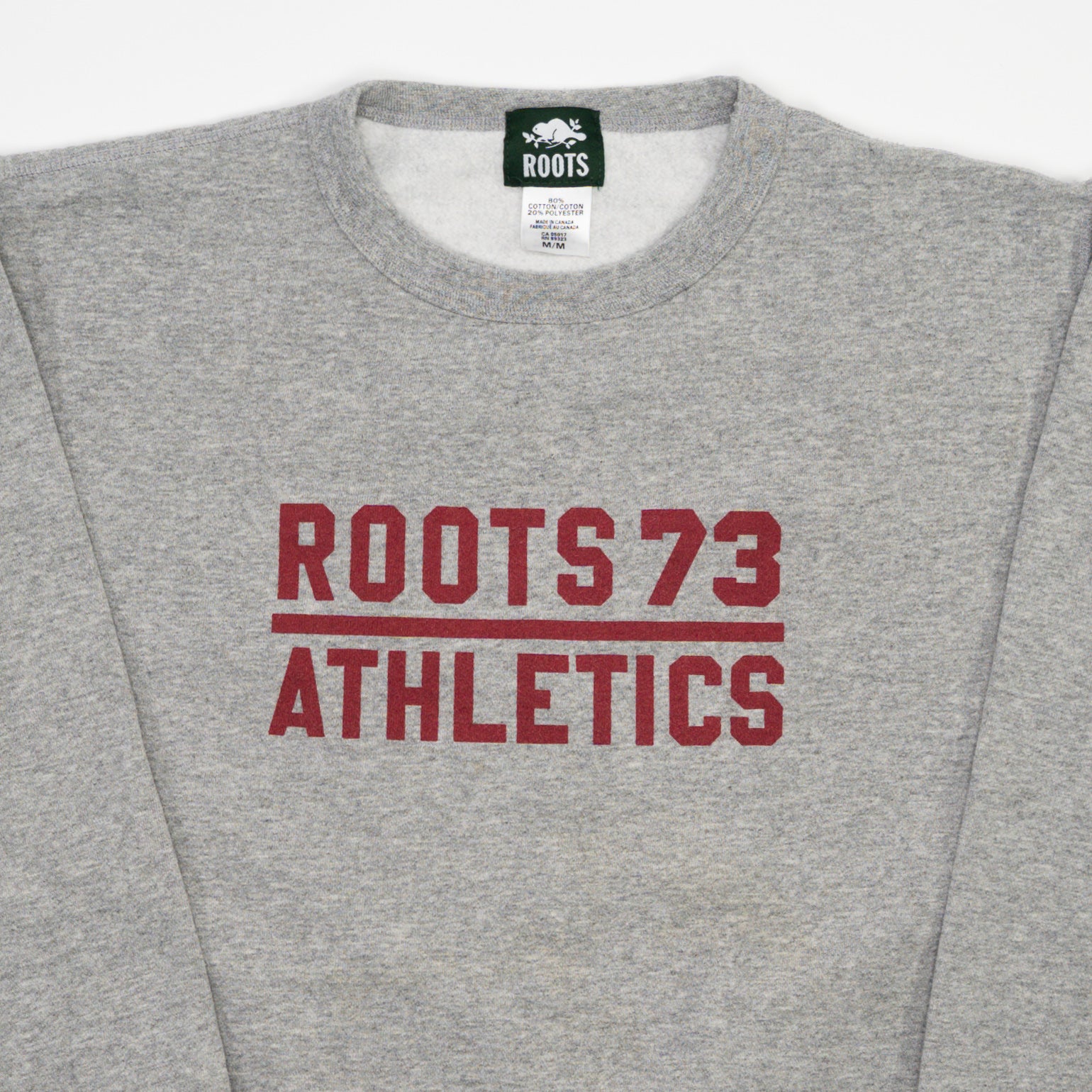 Vintage Grey + Red Roots 73 Athletics Crewneck (L)