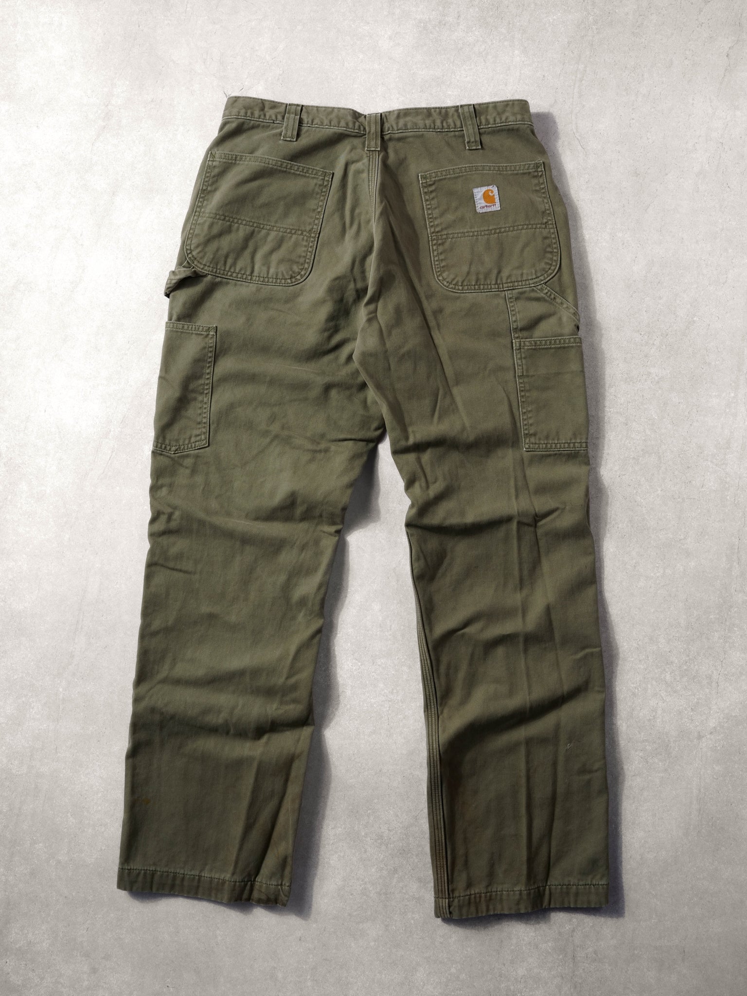 Vintage 90s Juniper Washed Green Carhartt Relax Fit Carpenter Lined Pants (34x30)