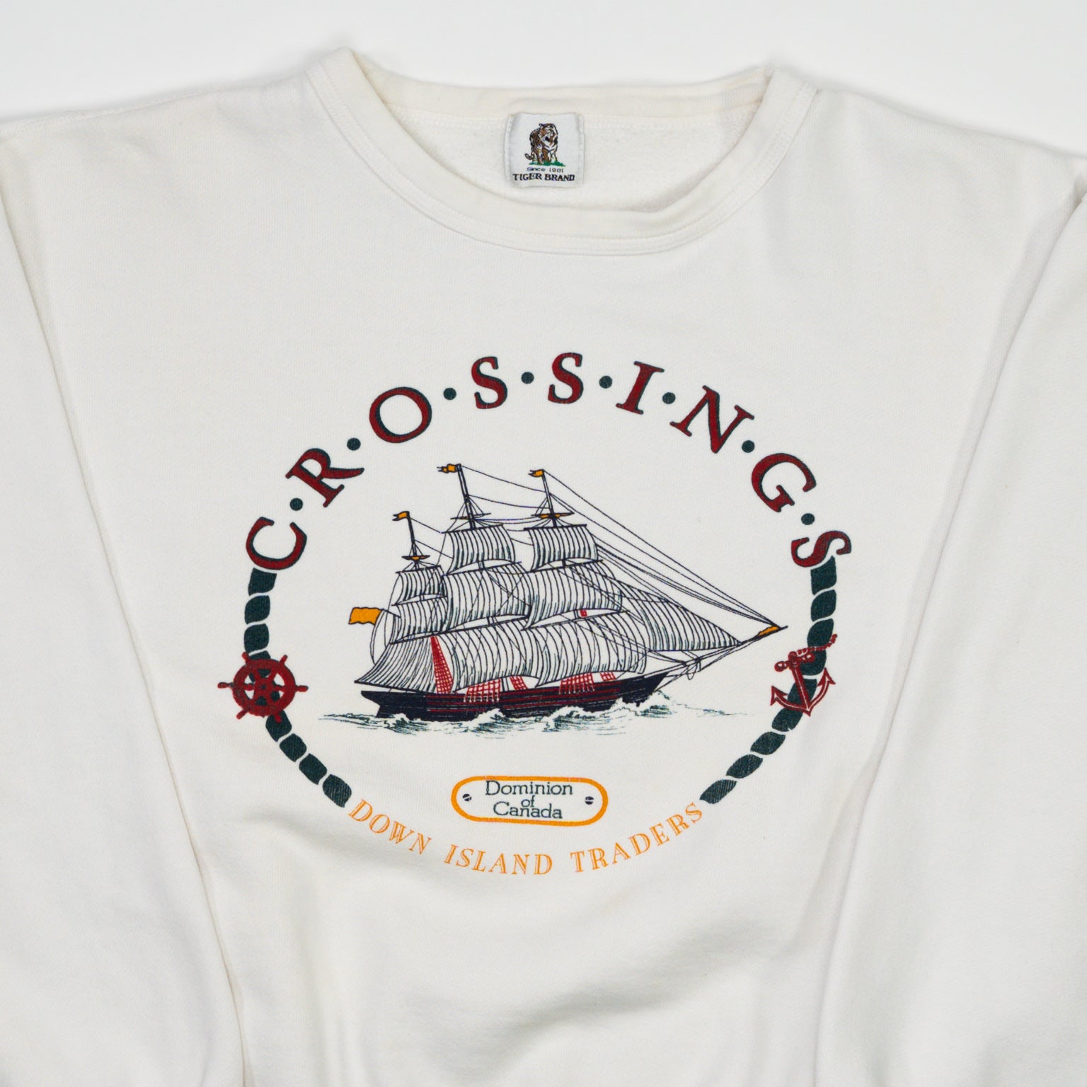 Vintage White Crossings Down Island Traders Crewneck (S)