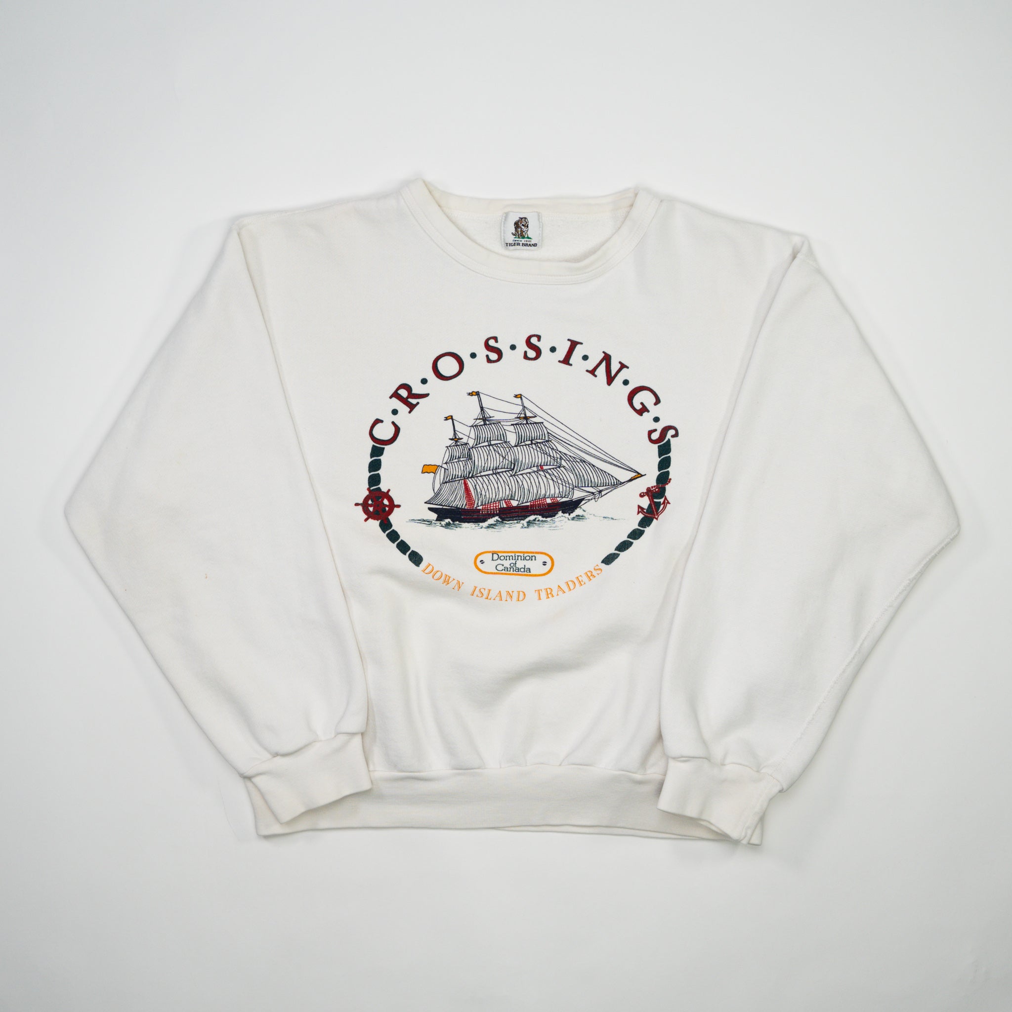Vintage White Crossings Down Island Traders Crewneck (S)
