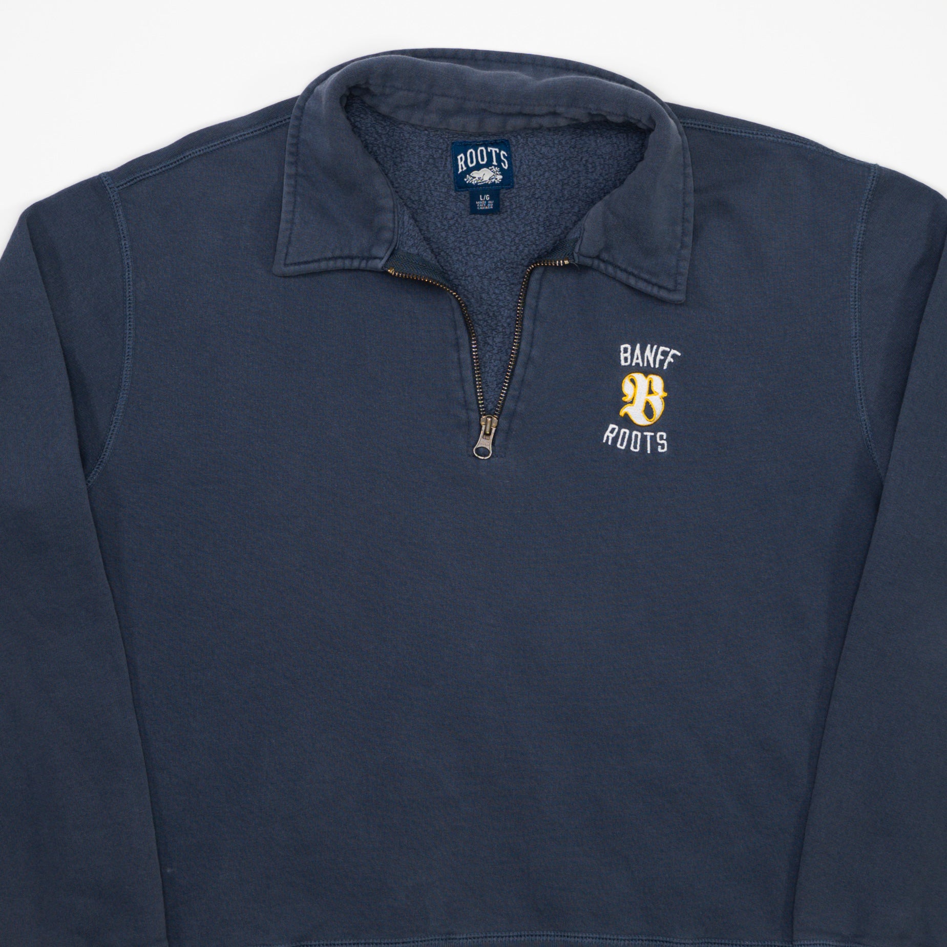 Vintage Blue Banff x Roots 1/4 Zip Sweater (L)