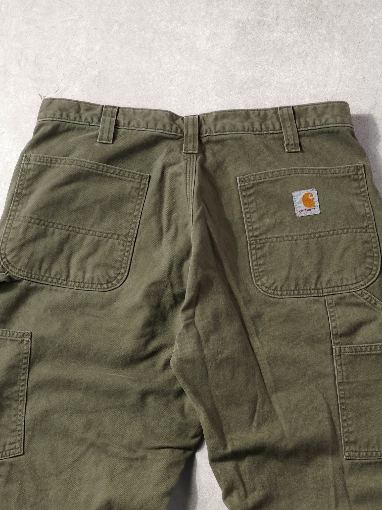 Vintage 90s Juniper Washed Green Carhartt Relax Fit Carpenter Lined Pants (34x30)
