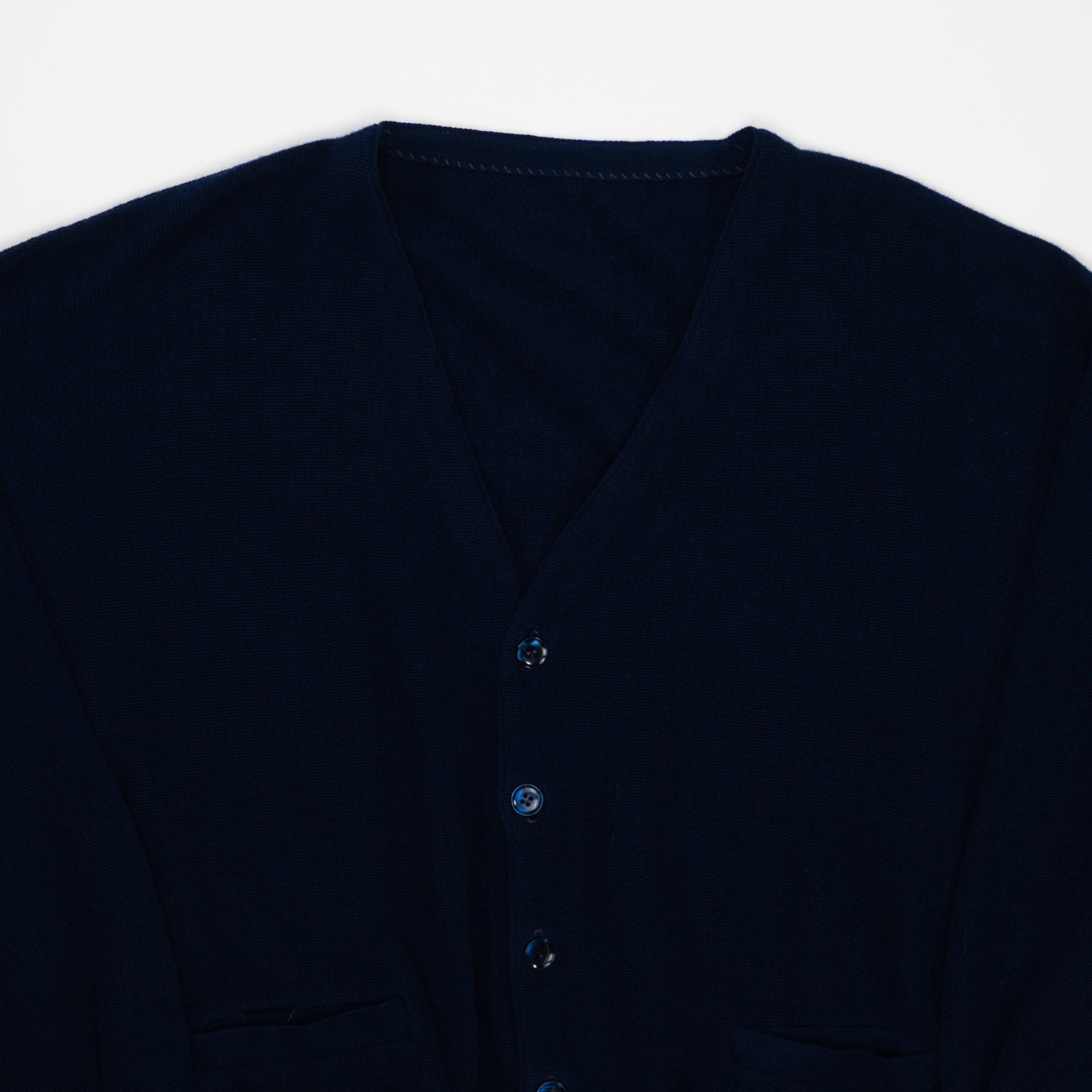 Vintage 80s Navy Blue Knit Cardigan (L)