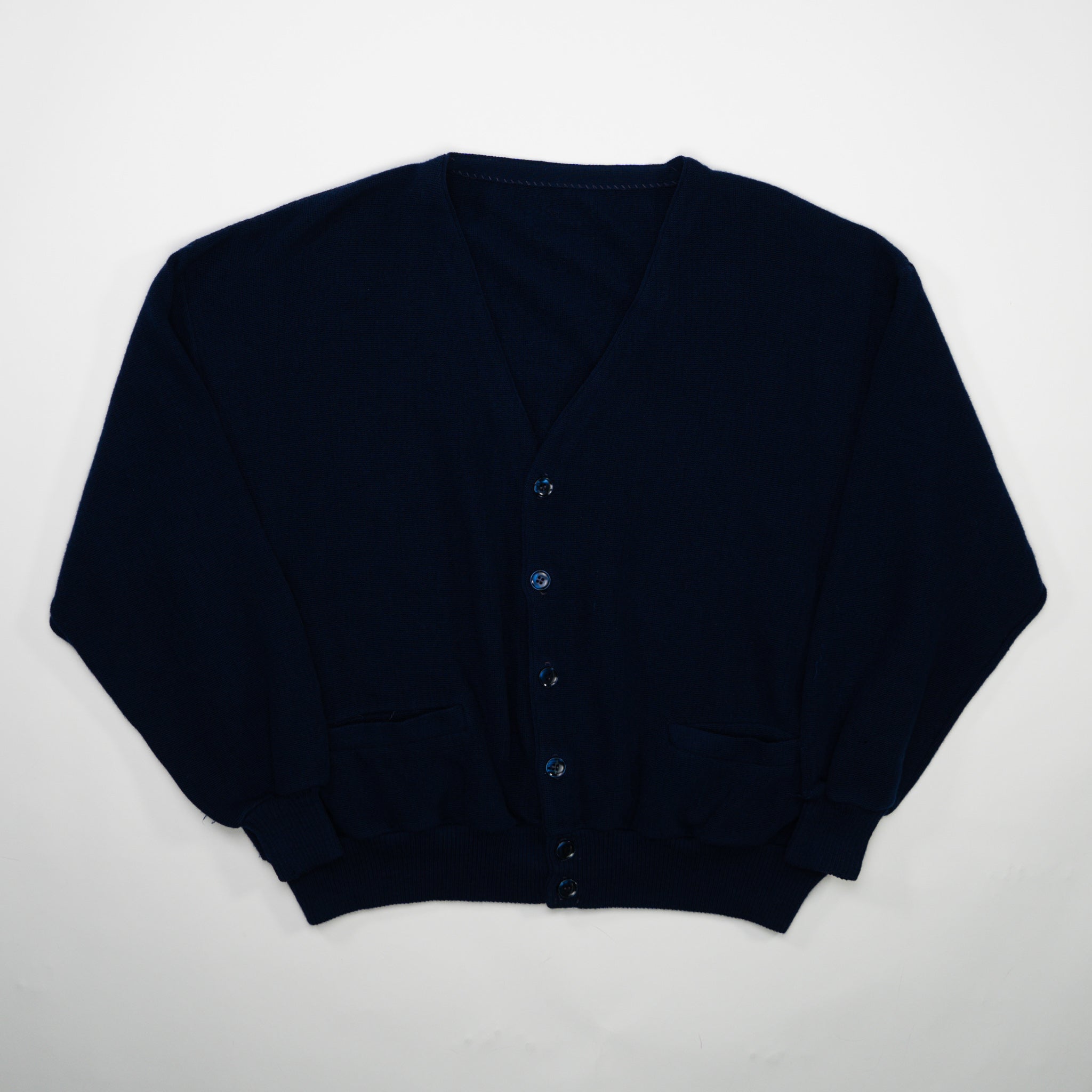 Vintage 80s Navy Blue Knit Cardigan (L)