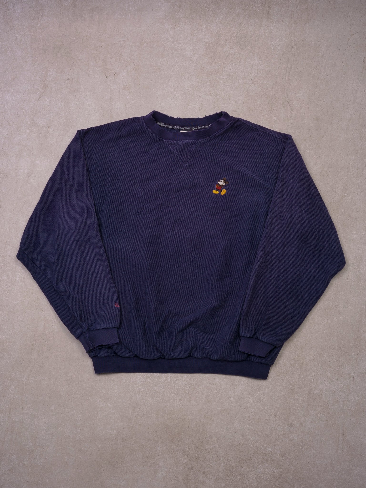Vintage 90s Faded Navy Blue Mickey Mouse Crewneck (M/L)