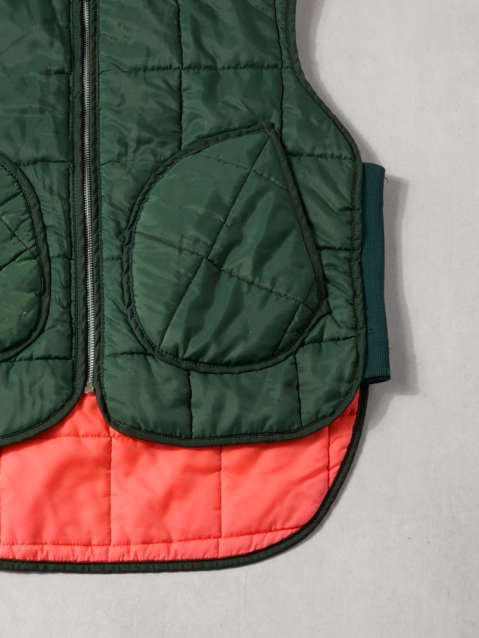 Vintage Forest Green and Orange Reversible Puff Vest (M)