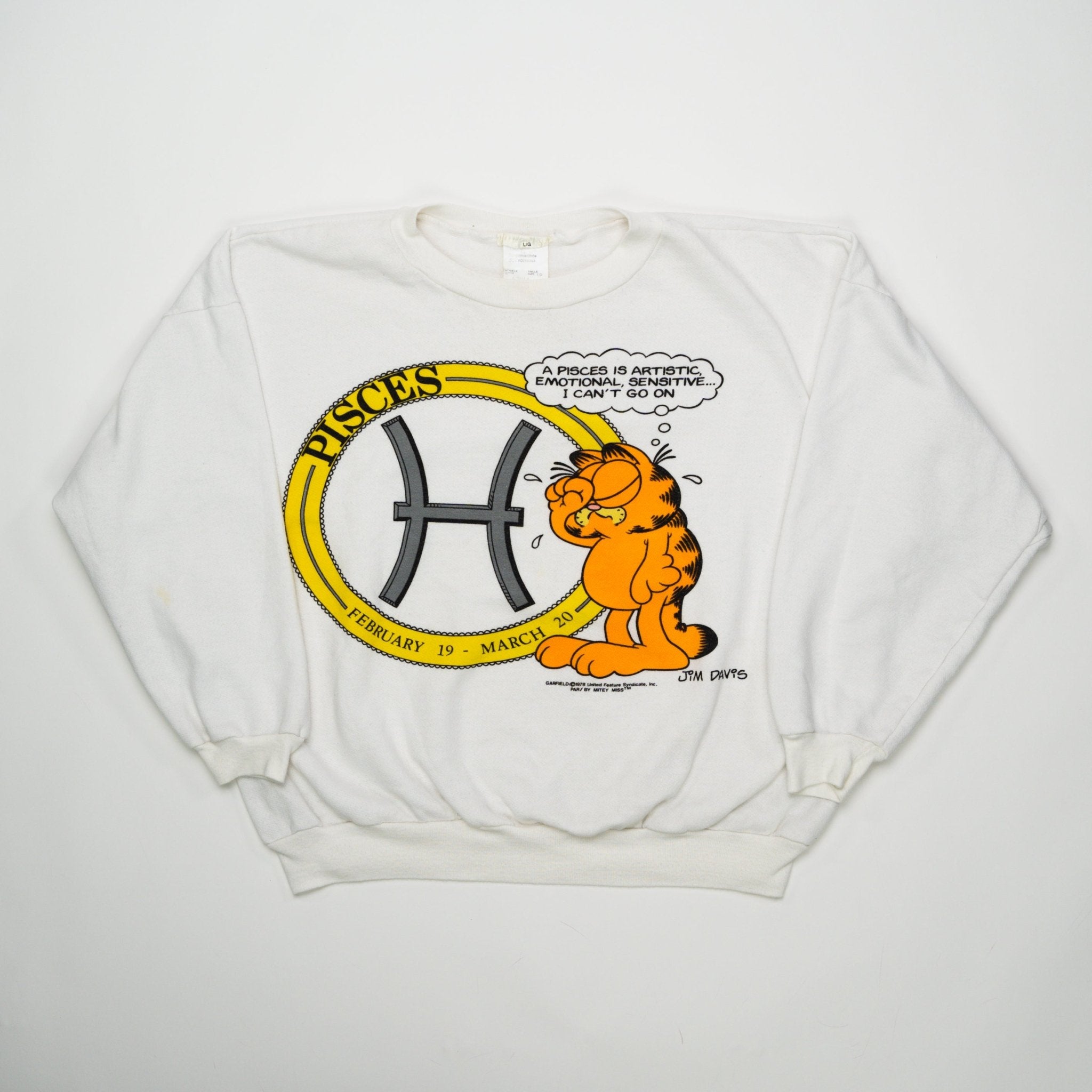 Vintage RARE '78 Garfield Pisces's Crewneck (L) | Rebalance Vintage.