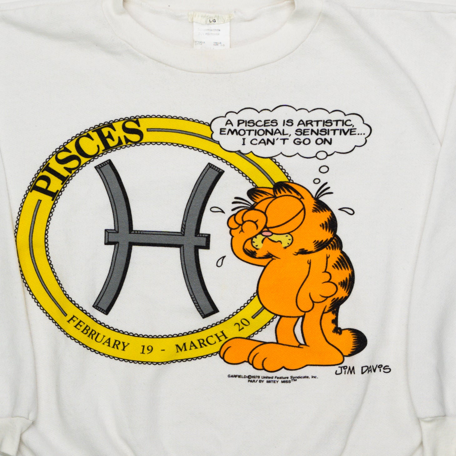 Vintage RARE '78 Garfield Pisces's Crewneck (L) | Rebalance Vintage.