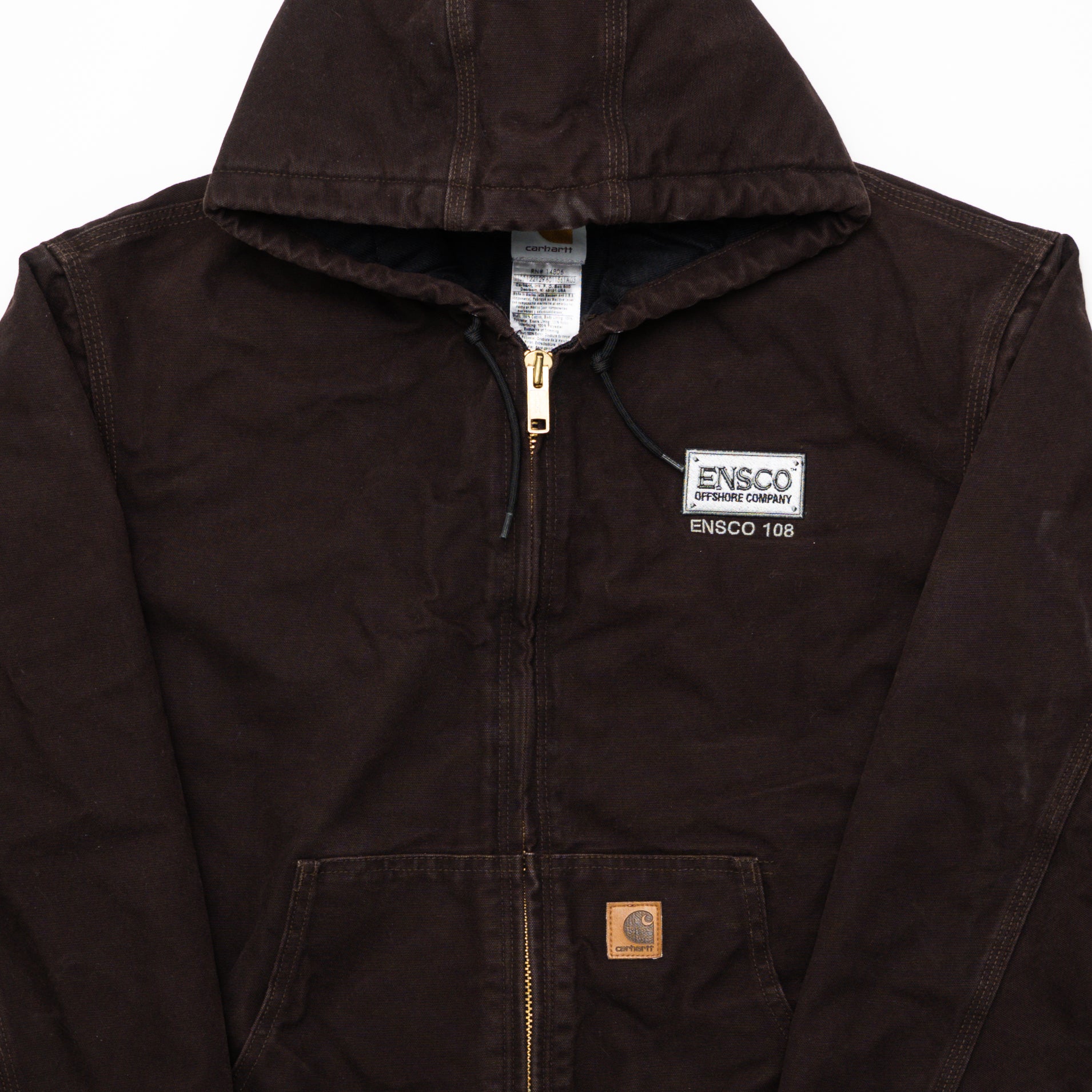 Vintage Chocolate Brown Carhartt Hooded Jacket (XL) | Rebalance Vintage.