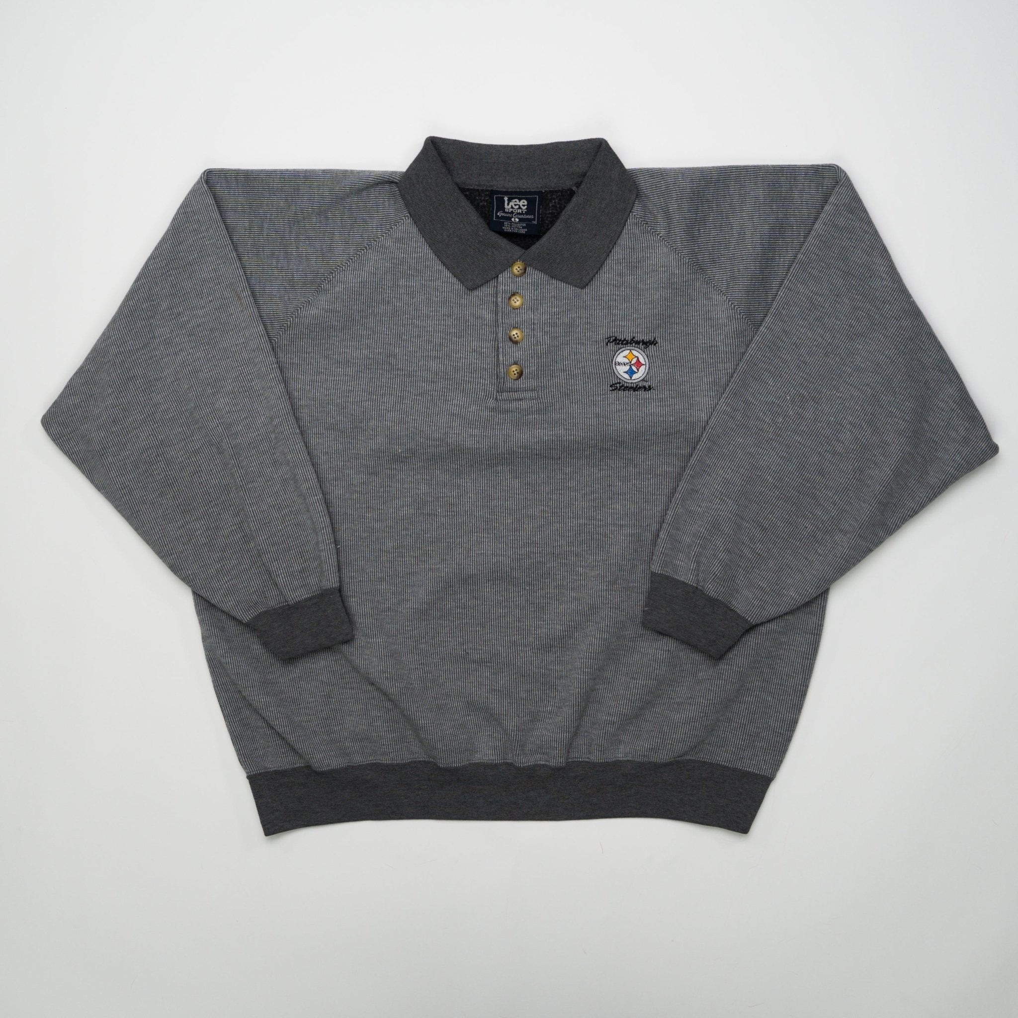 Vintage grey Pittsburgh Steelers 1/4 button Crewneck (XL) | Rebalance Vintage.