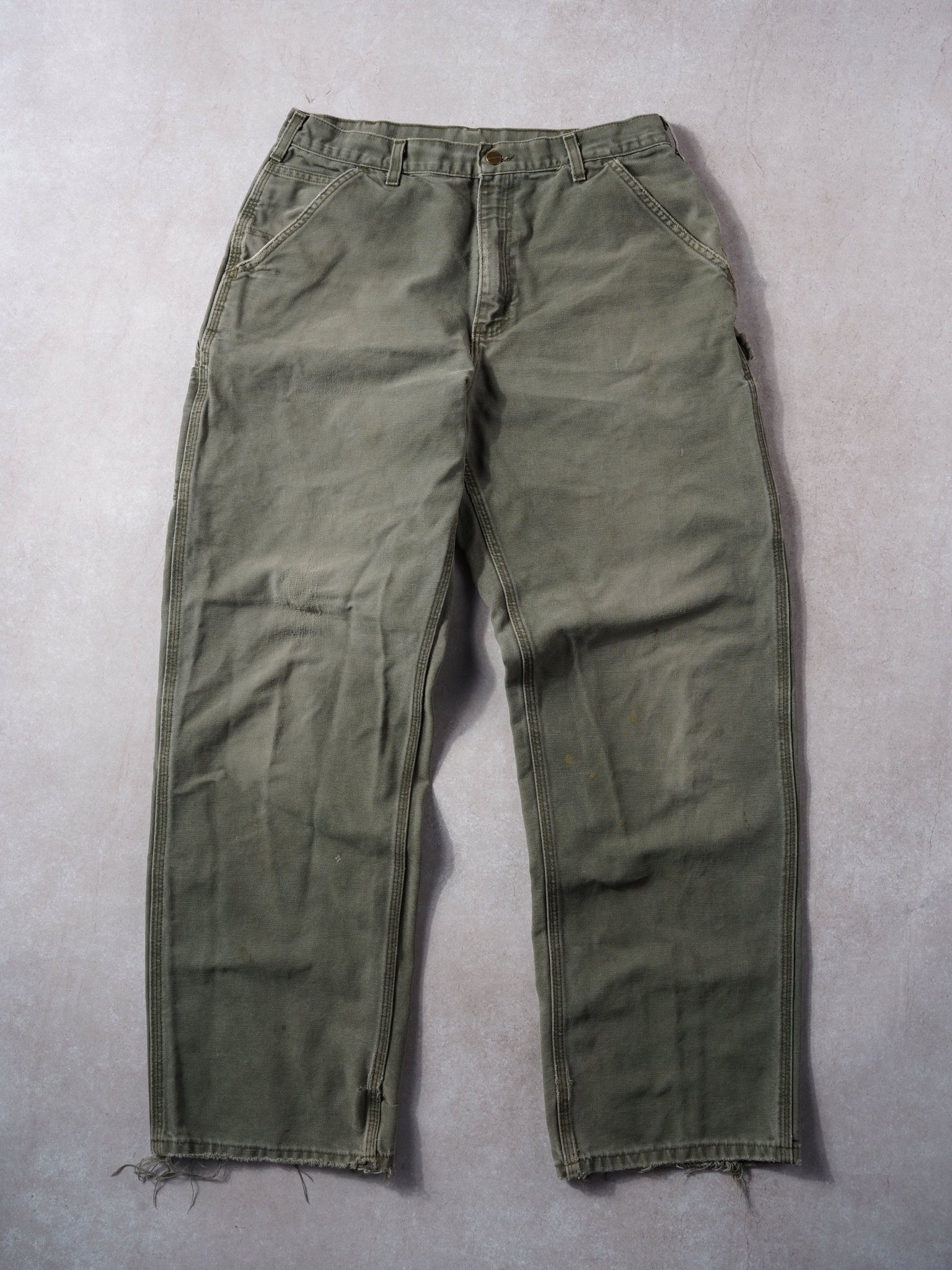 Vintage 90s Carhartt washed Green Dungeree Fit Carpenter Pants (34x32)