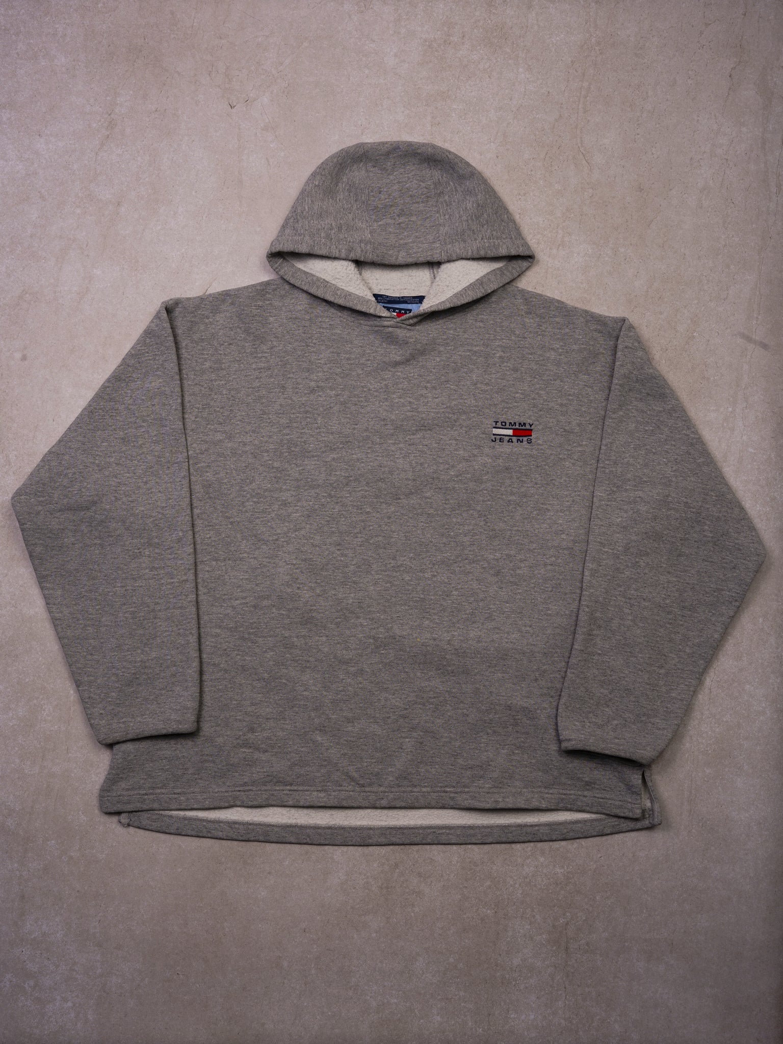 Vintage 90s Grey Tommy Hilfiger ~ Tommy Jeans Fleece Lined Hoodie (L/XL)