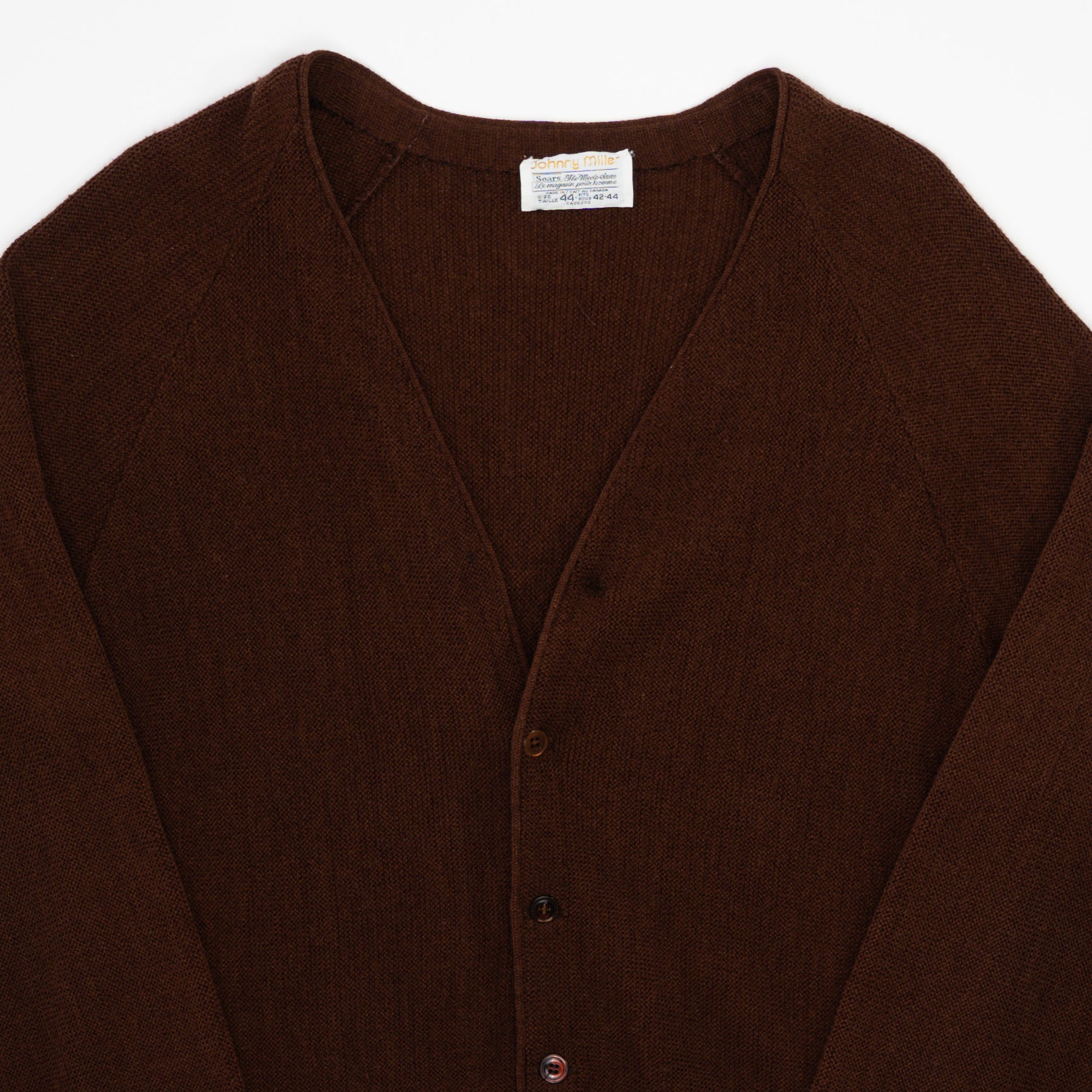 Vintage 70s Brown Johnny Miller x Sears Knit Cardigan (M)