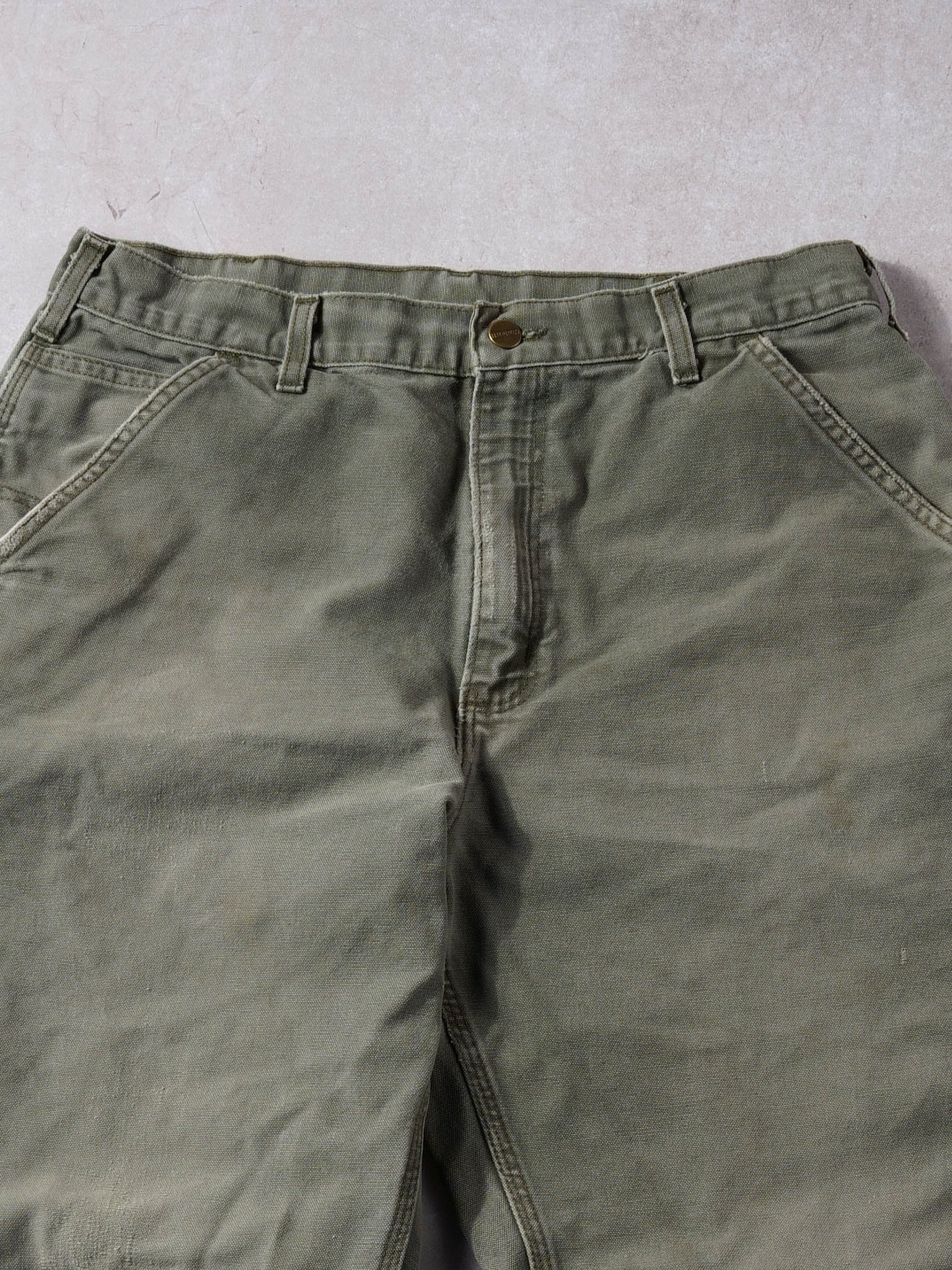 Vintage 90s Carhartt washed Green Dungeree Fit Carpenter Pants (34x32)