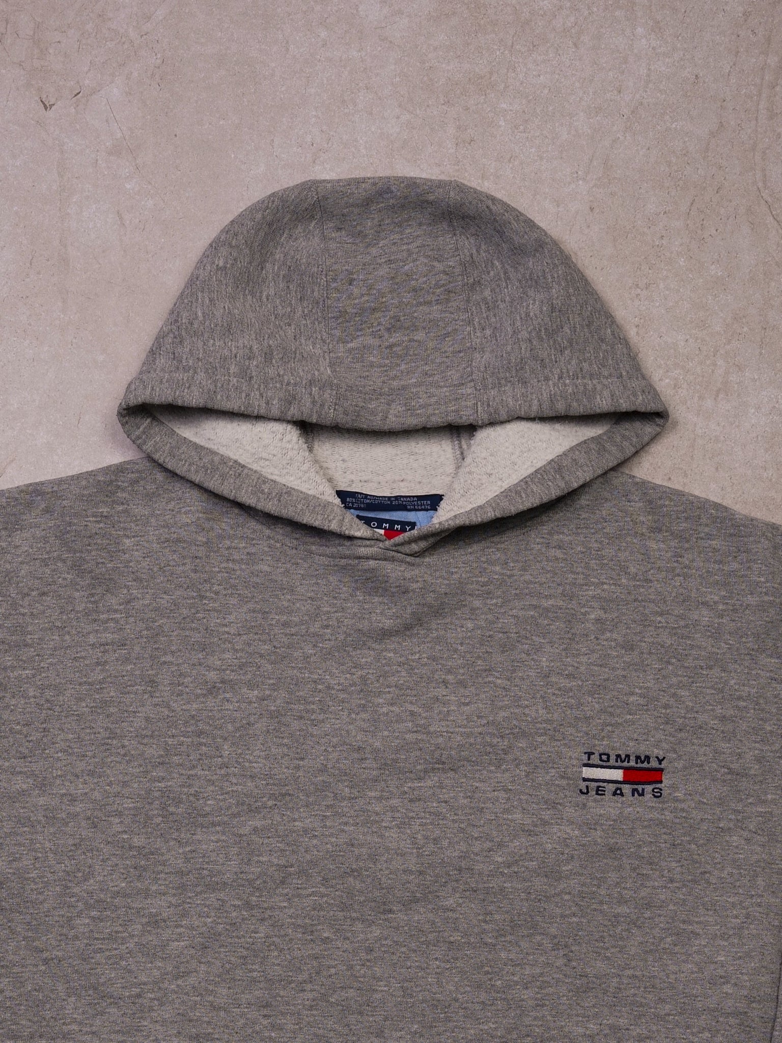 Vintage 90s Grey Tommy Hilfiger ~ Tommy Jeans Fleece Lined Hoodie (L/XL)