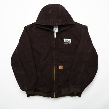 Vintage Chocolate Brown Carhartt Hooded Jacket (XL) | Rebalance Vintage.