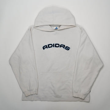 Vintage White Adidas Spell Out Hoodie (L) | Rebalance Vintage.