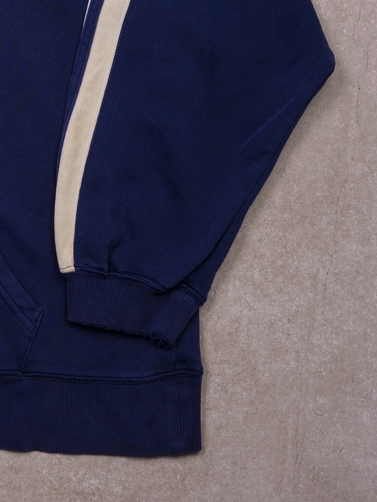 Vintage Faded Navy Blue Adidas 3 Stripes Hoodie (L/XL)