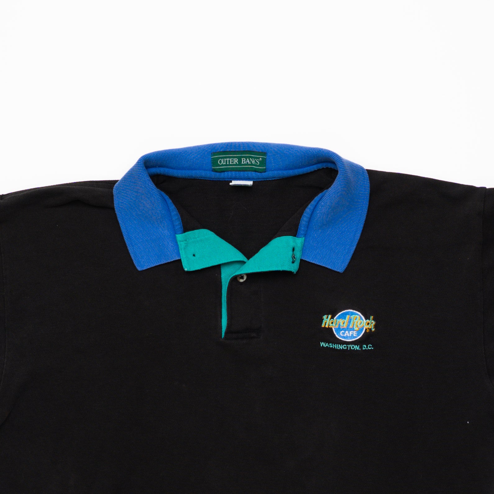 Vintage 90s Black + Blue Hardrock Washington DC Polo Shirt (L) | Rebalance Vintage.