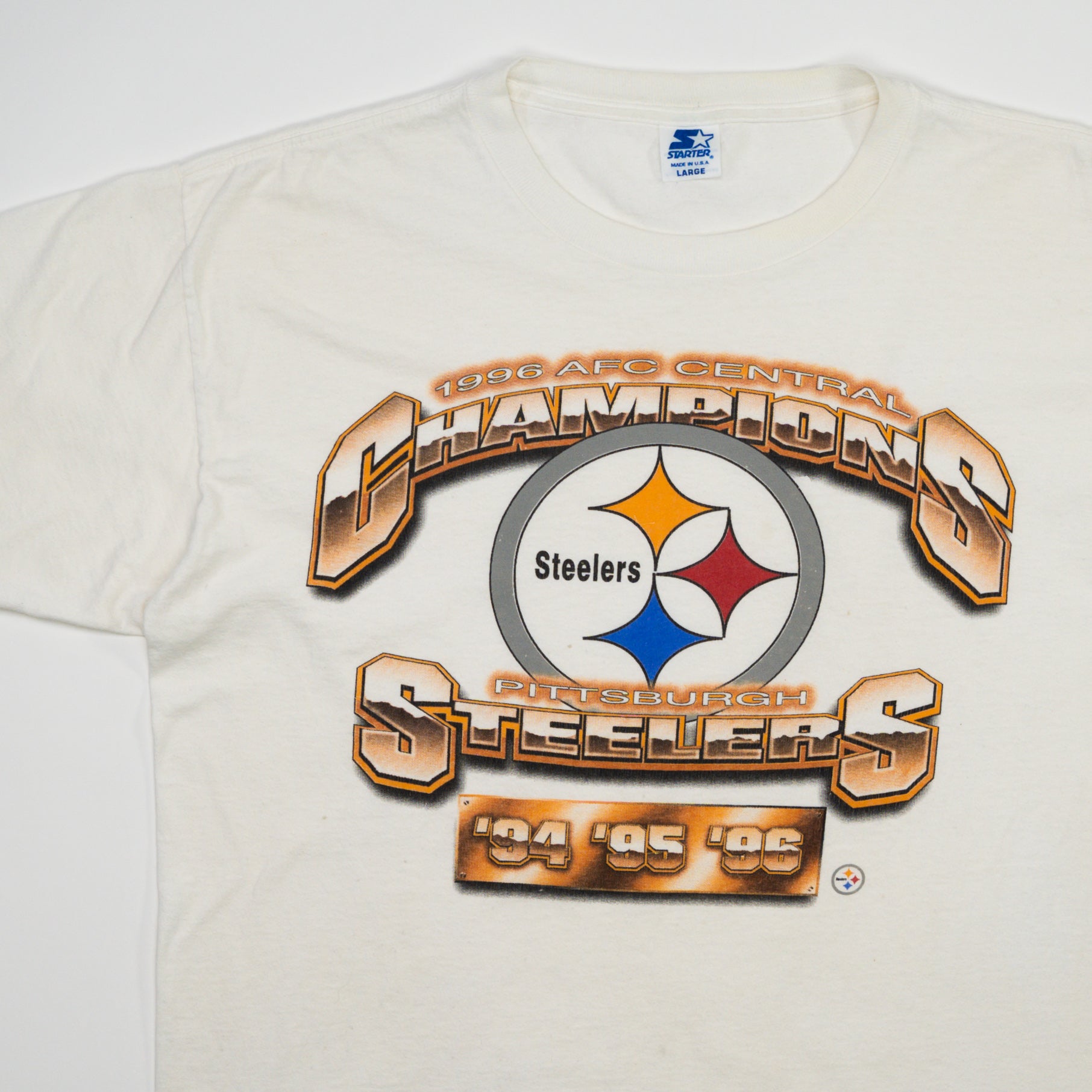 Vintage Cream 94/95/96 Steeler Champions x Starter Tee (L)