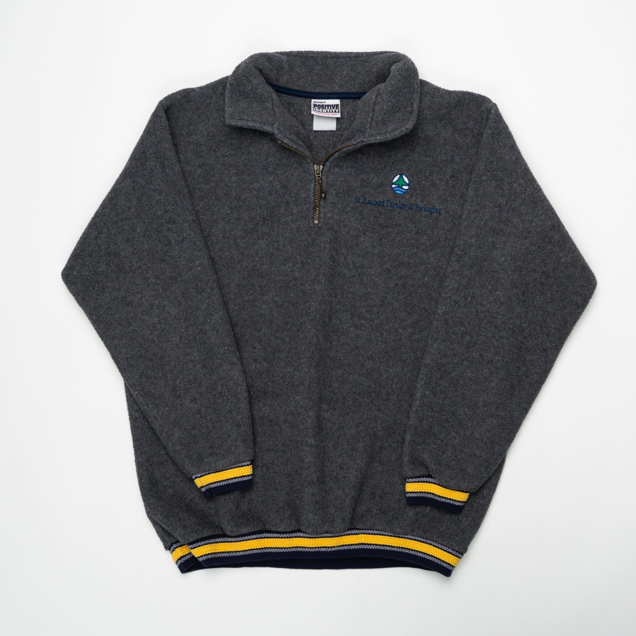 Vintage St .Laurent Display & Packaging 1/4 Zip Fleece Sweater (L) | Rebalance Vintage.