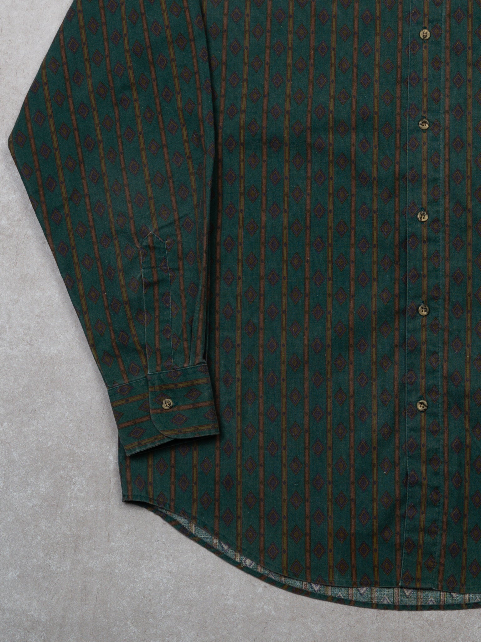 Vintage 80s Green Sears Patterned Button Up (M/L)
