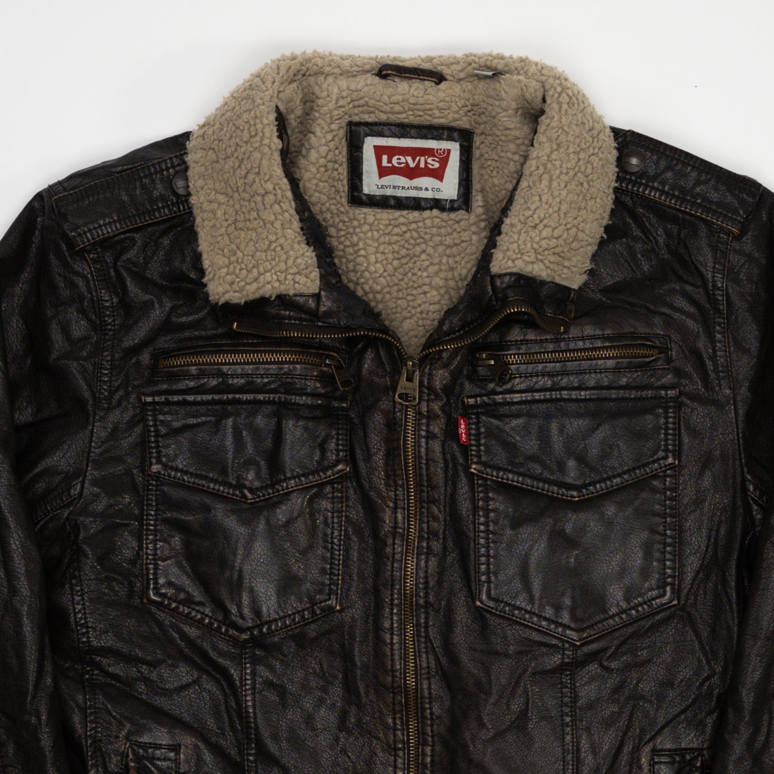Vintage Brown Lined Levi's Leather Jacket (M) | Rebalance Vintage.