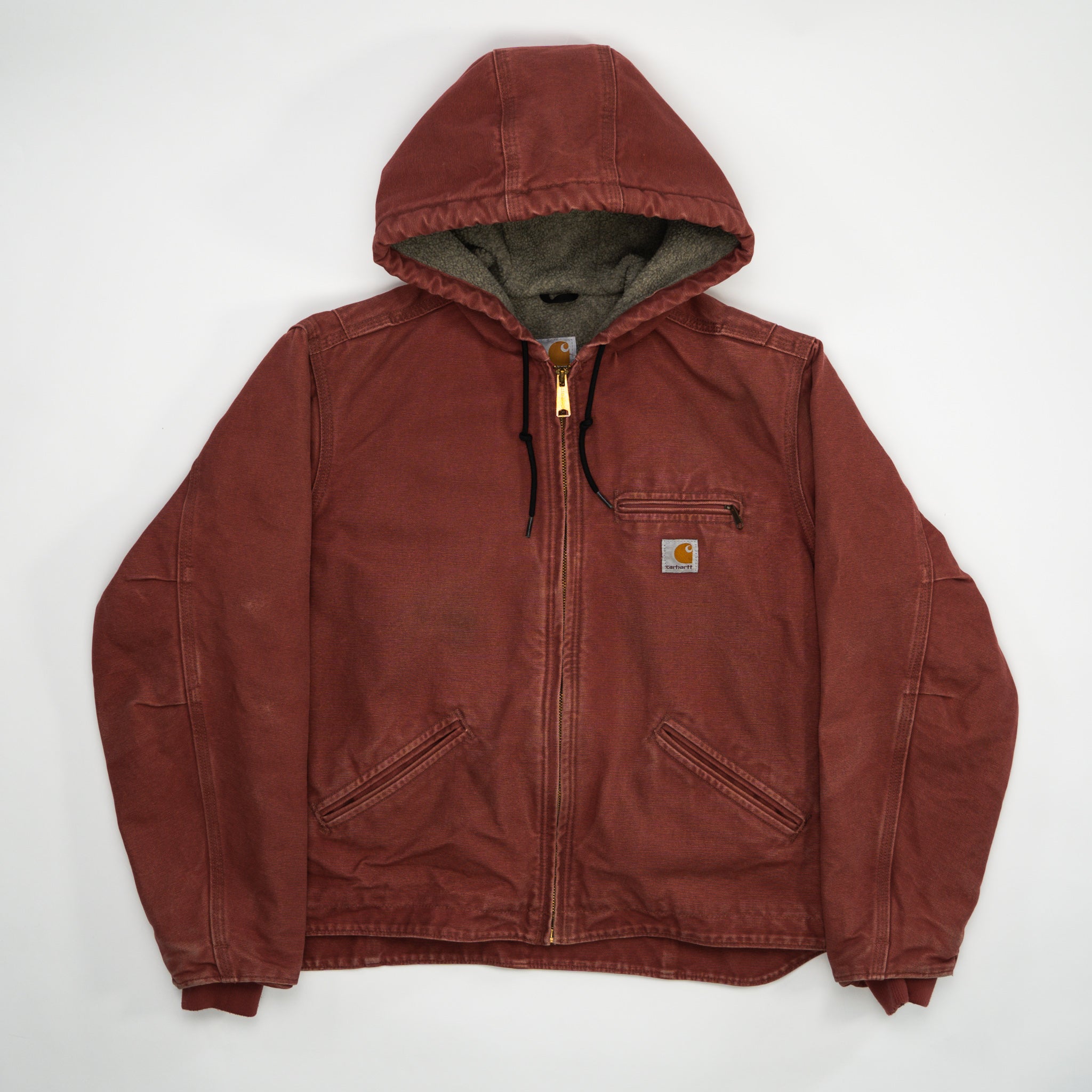 Vintage Washed Red Hooded Carhartt Jacket (M/L) | Rebalance Vintage.