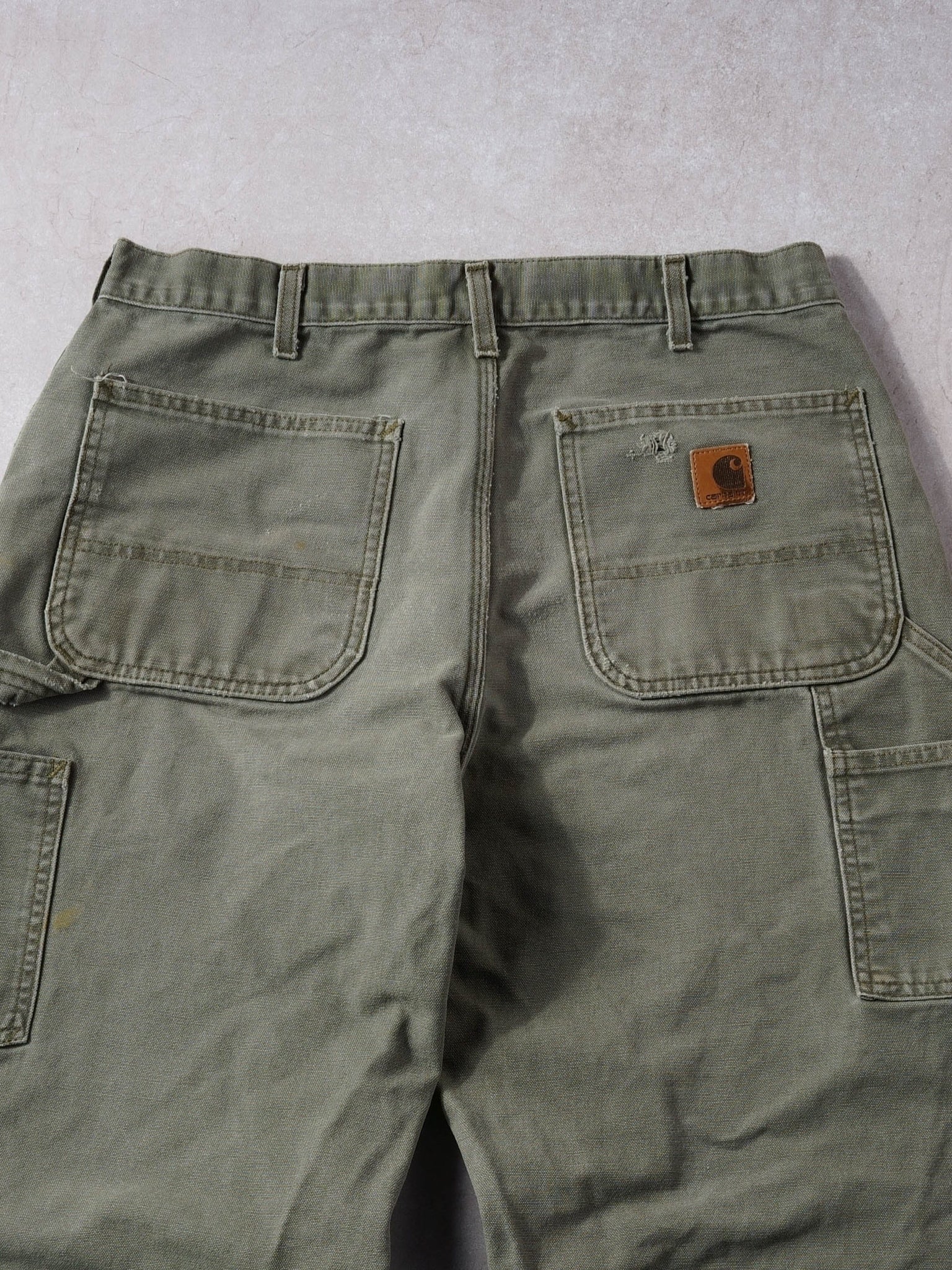 Vintage 90s Carhartt washed Green Dungeree Fit Carpenter Pants (34x32)