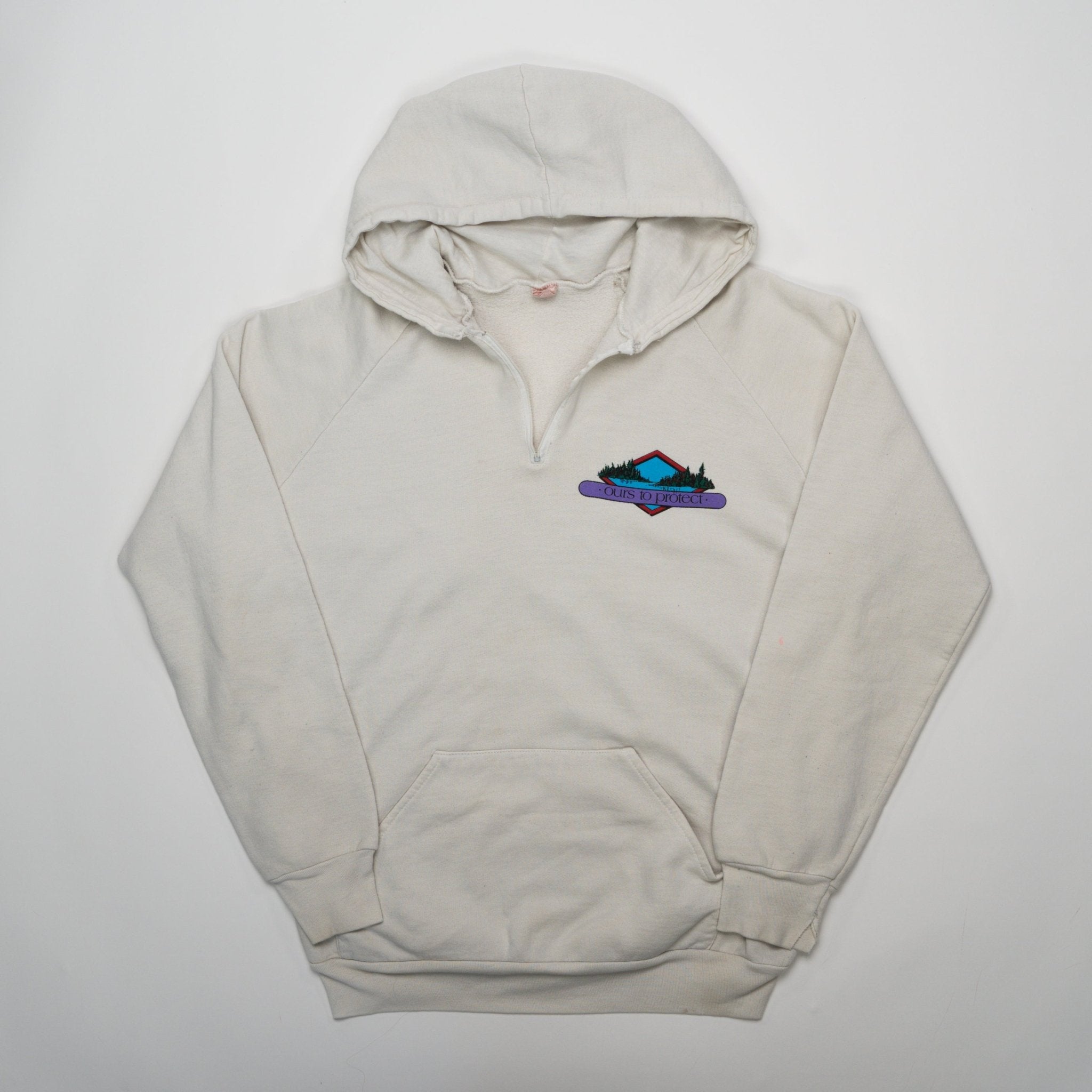Vintage 80s 'Ours To Protect' Hoodie (S) | Rebalance Vintage.