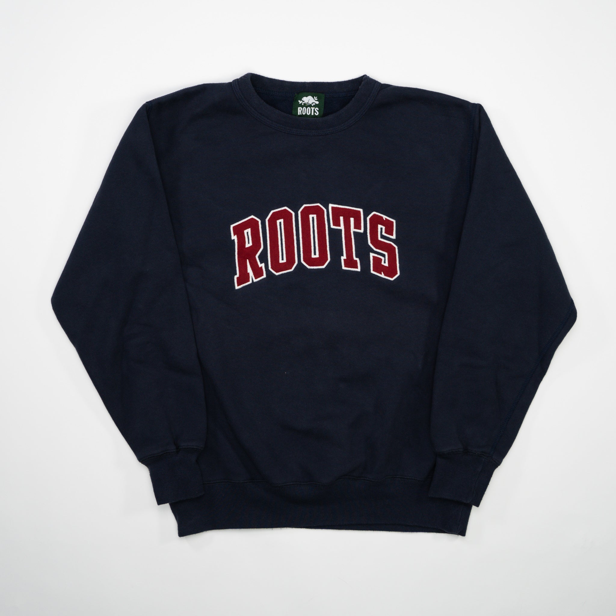 Vintage Navy + Red Roots Spell Out Crewneck (M)