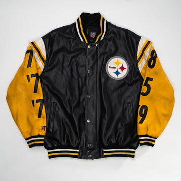 Vintage Steelers Superbowl Champ Leather Letterman Jacket (XL) | Rebalance Vintage.