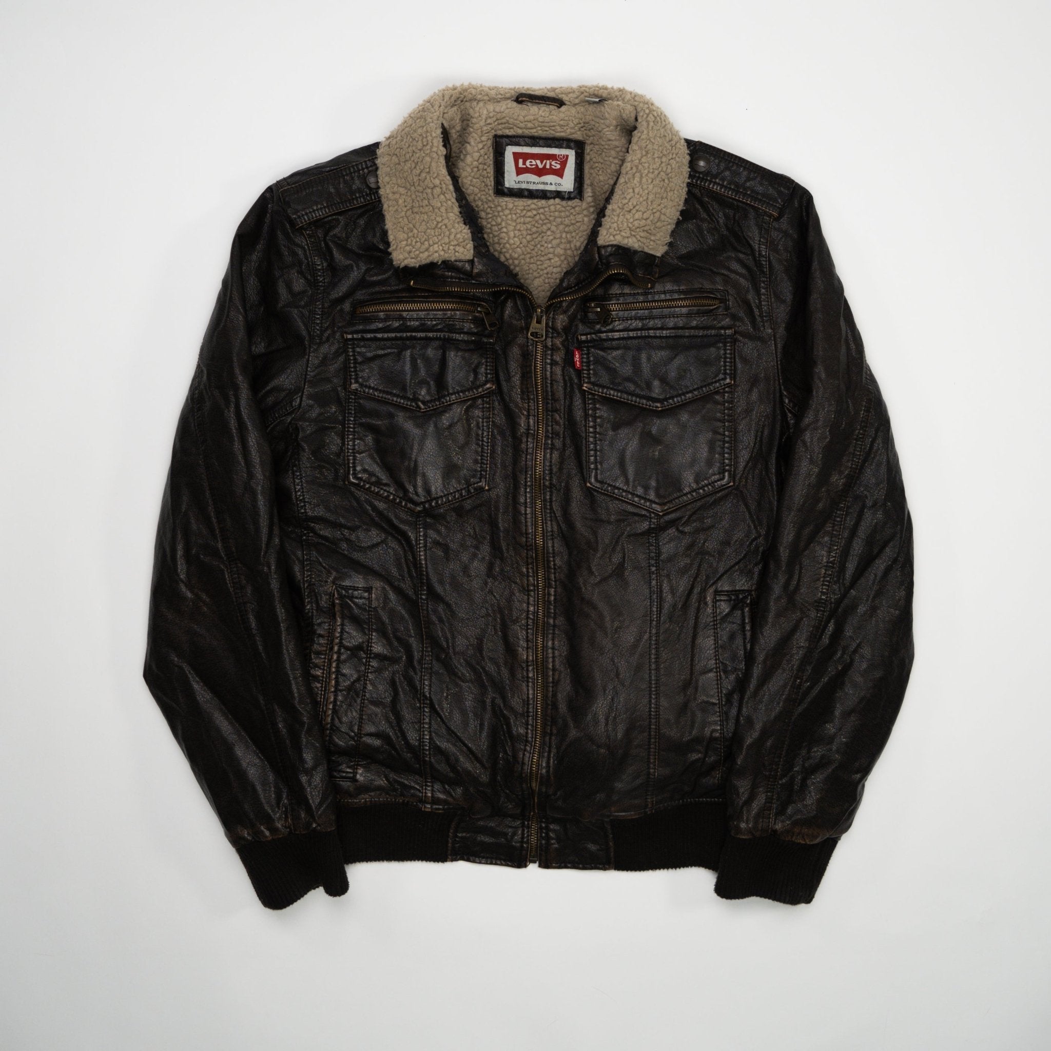 Vintage Brown Lined Levi's Leather Jacket (M) | Rebalance Vintage.