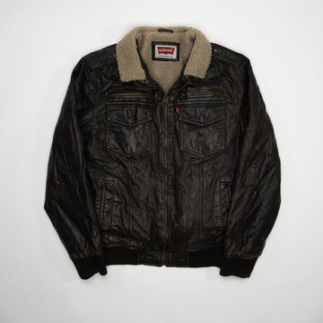Vintage Brown Lined Levi's Leather Jacket (M) | Rebalance Vintage.