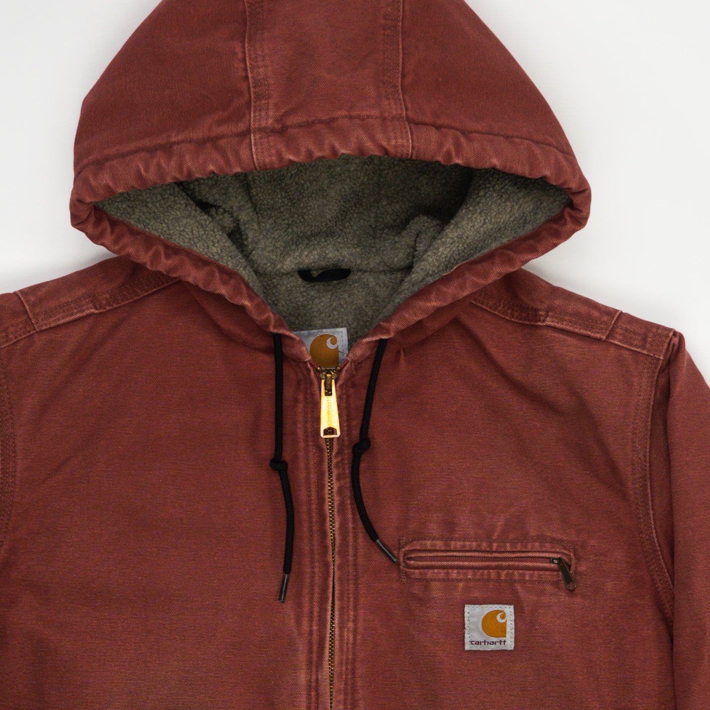 Vintage Washed Red Hooded Carhartt Jacket (M/L) | Rebalance Vintage.