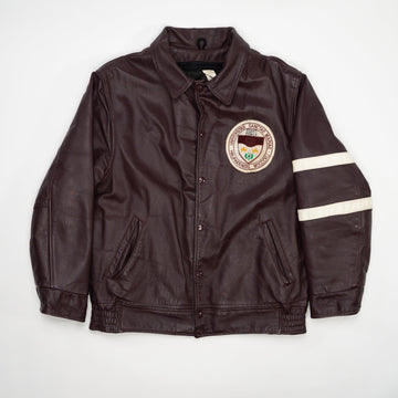Vintage Maroon SMU Leather Bomber Jacket (M) | Rebalance Vintage.