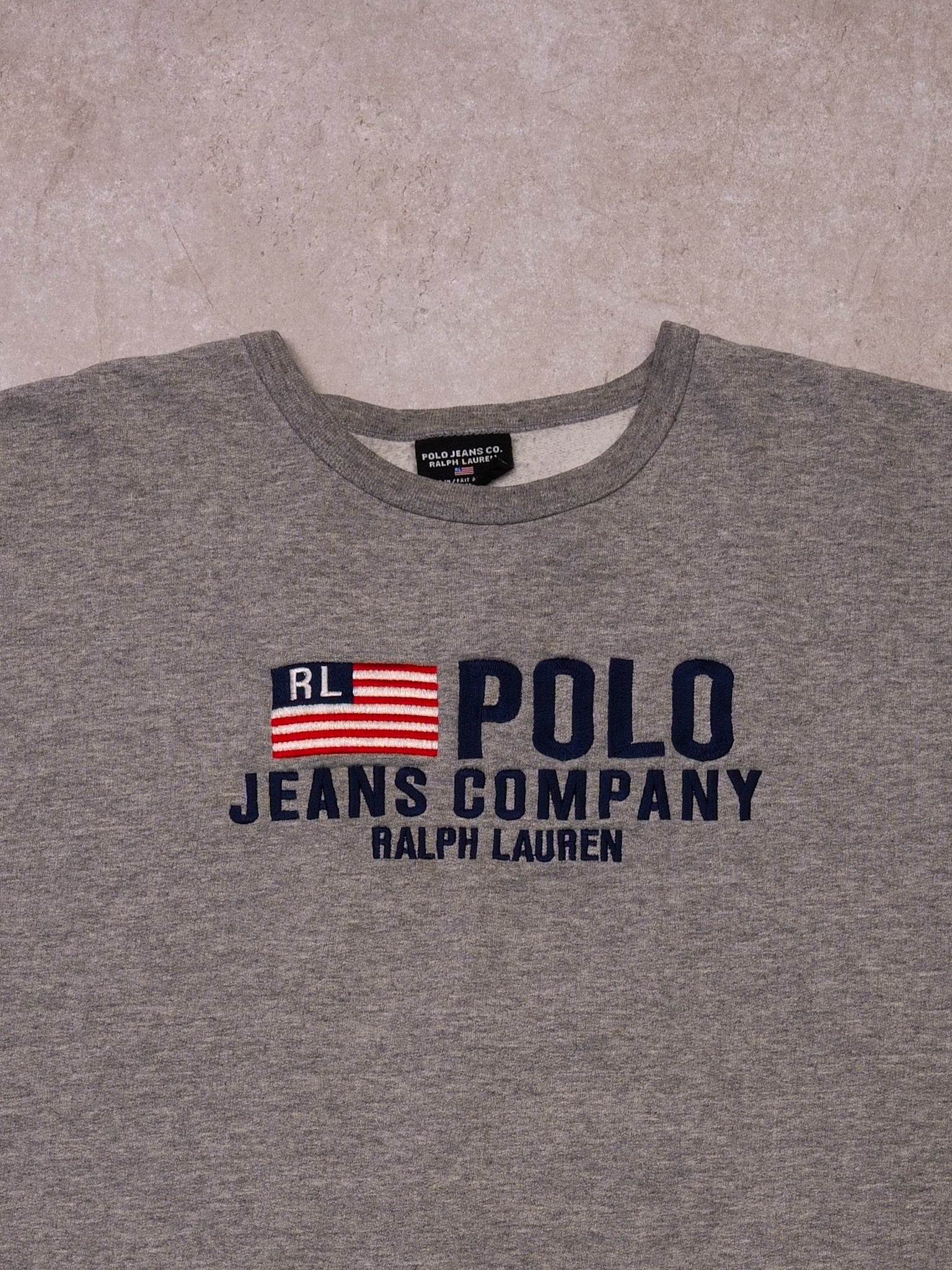 Vintage 90s Grey Polo Jean  Ralph Lauren Crewneck (L)