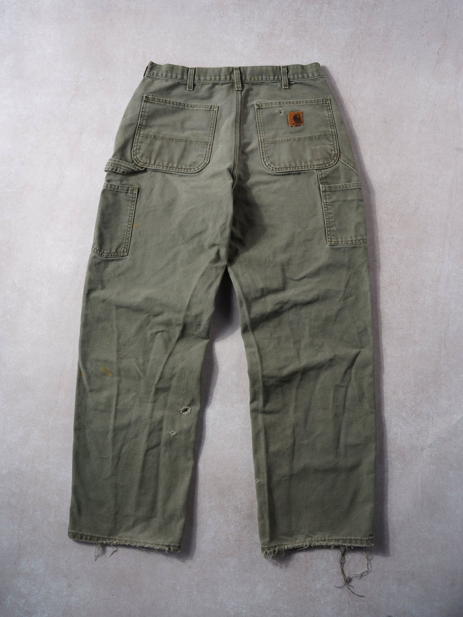 Vintage 90s Carhartt washed Green Dungeree Fit Carpenter Pants (34x32)