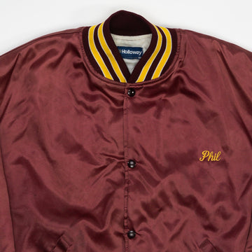 Vintge Maroon Satin Homerun Bomber (XL/XXL) | Rebalance Vintage.