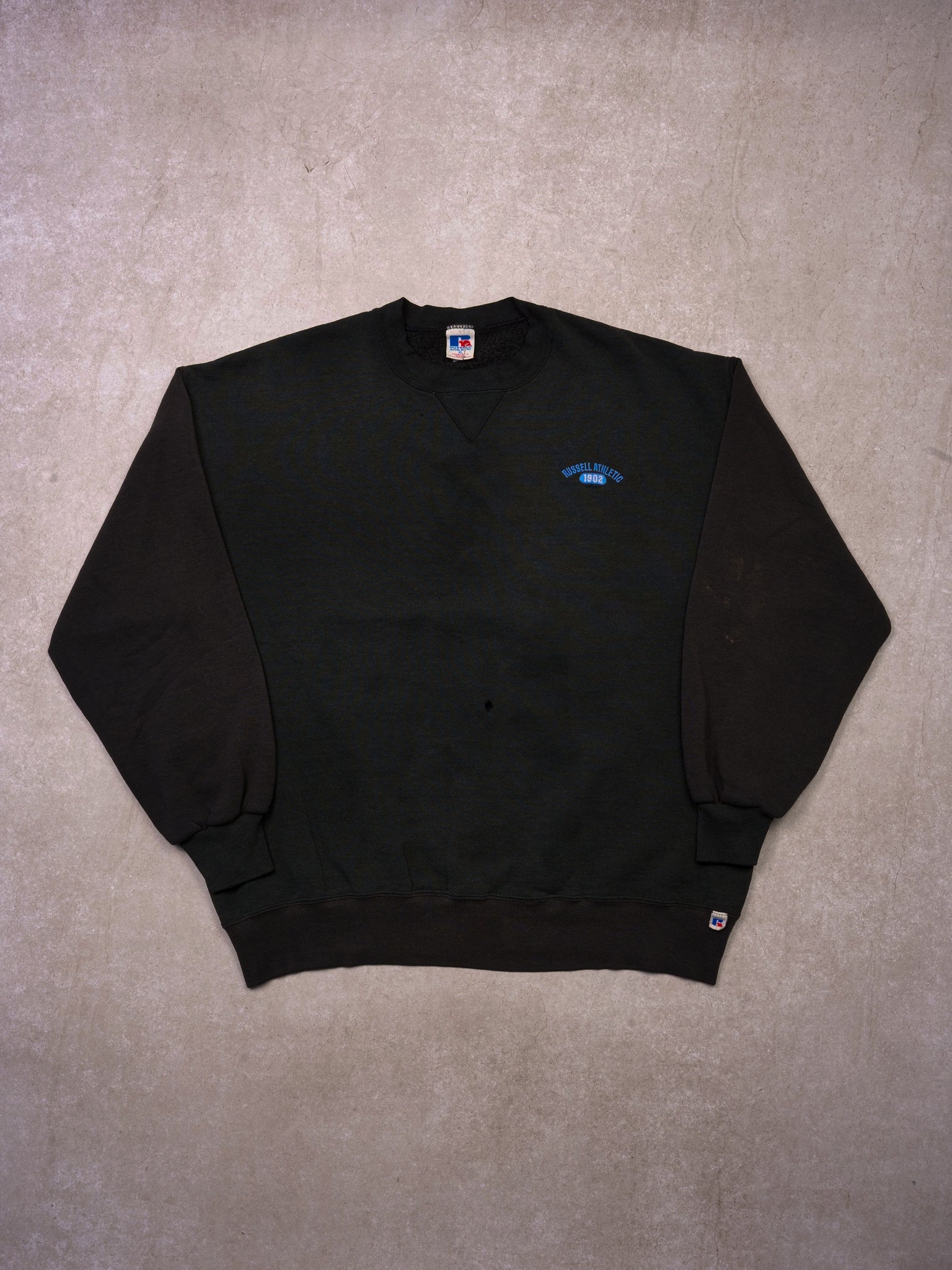 Vintage 90s Washed Black Russell Athletics Crewneck (M/L)